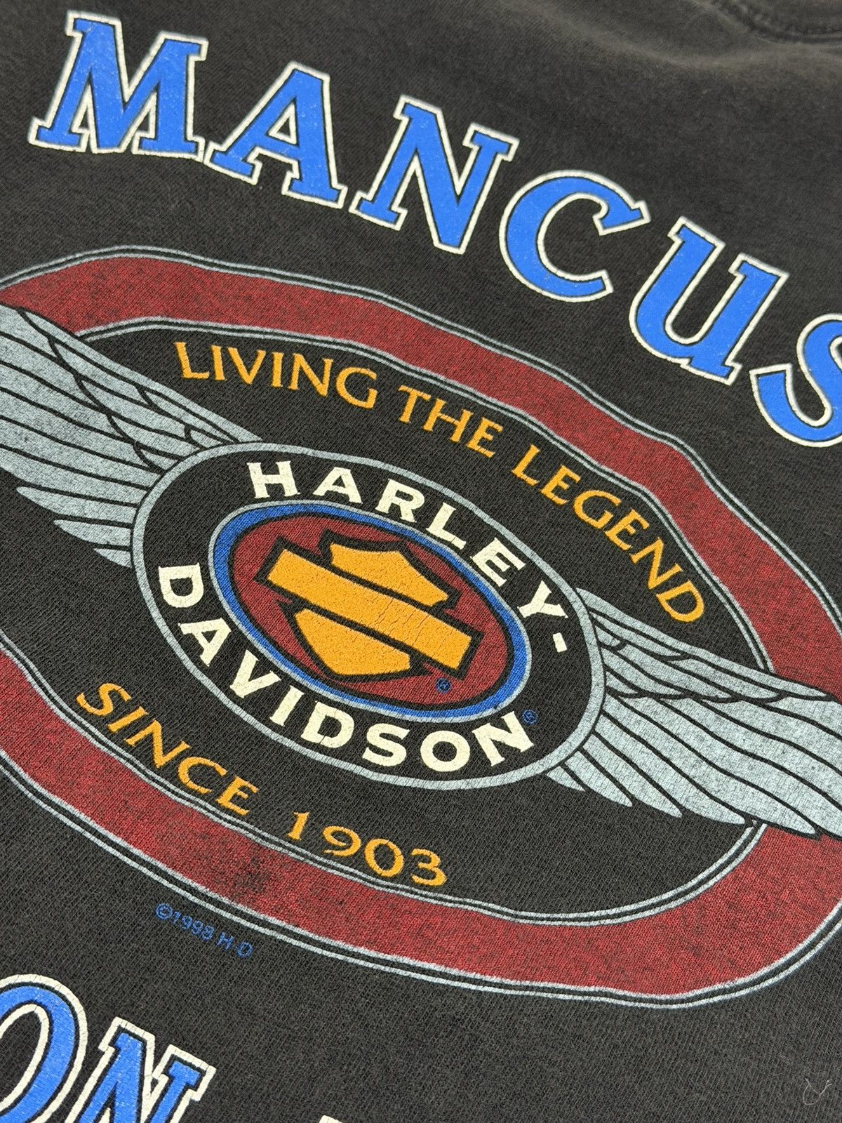 Harley Davidson Vintage 90s Harley-Davidson Checkered Flag 1998 Houston, TX Size US XL / EU 56 / 4 - 5 Thumbnail