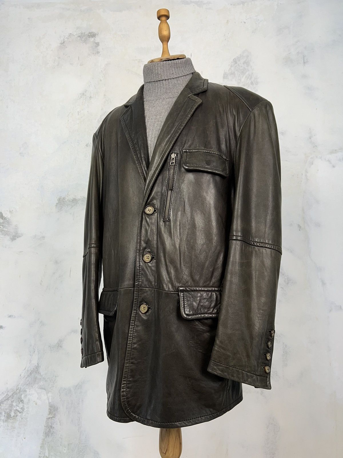 Milestone Milestone Leather Blazer Jacket Size L - XL Size US XL / EU 56 / 4 - 1 Thumbnail