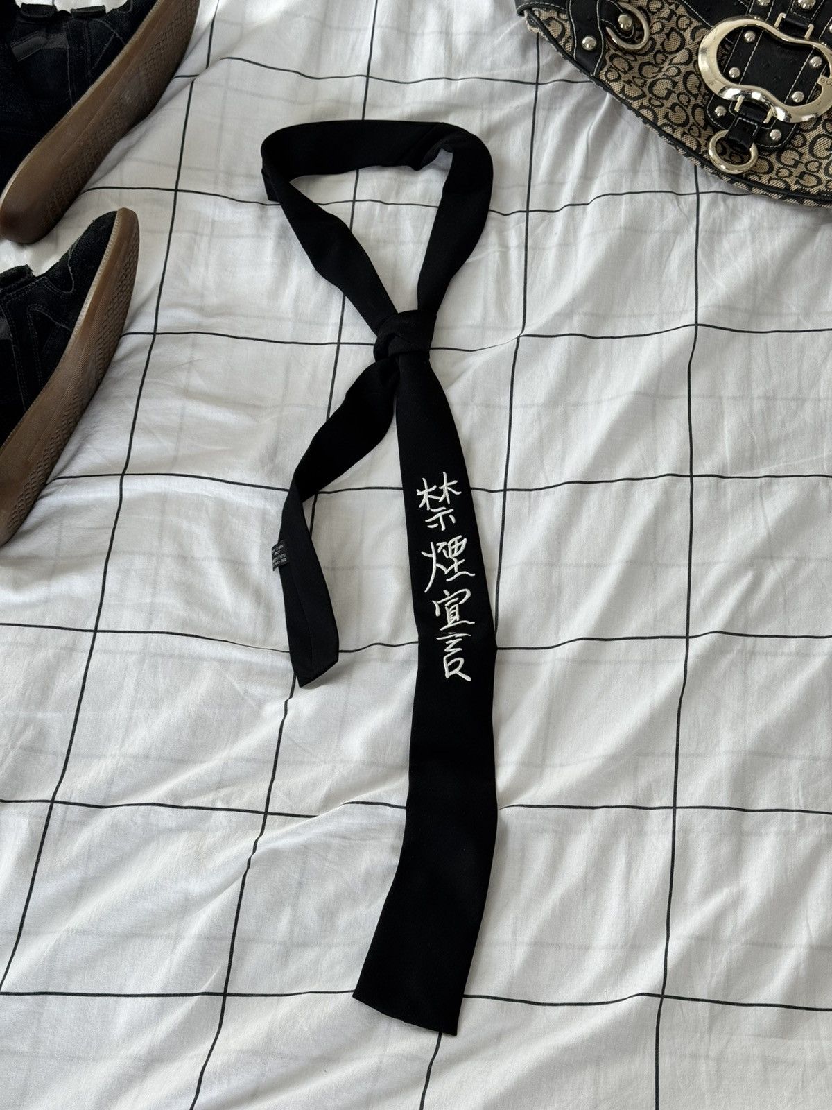 Yohji Yamamoto Yohji Yamamoto Tie - Nihilistic Delusion 虚無妄想 Size ONE SIZE - 10 Thumbnail