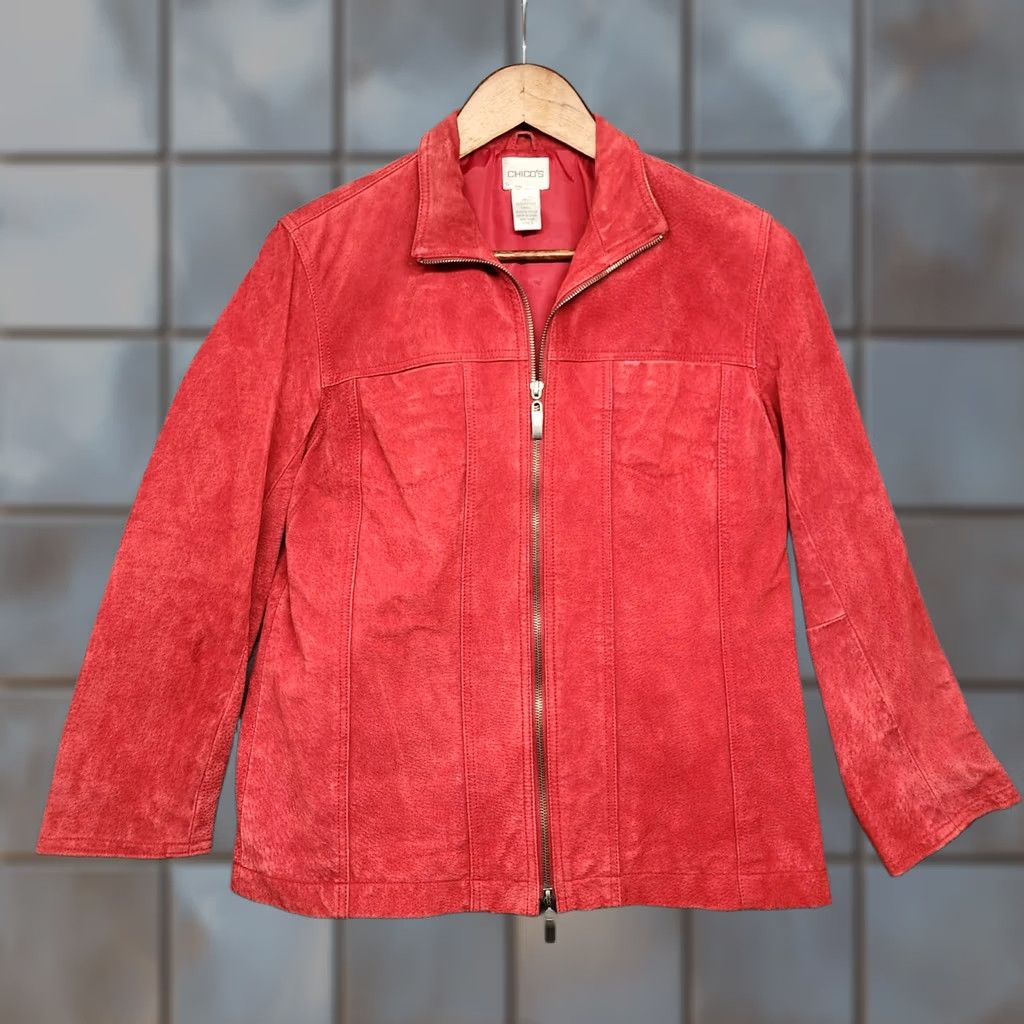 Vintage VINTAGE Chico's Jacket Womens Size S US Small Red Suede Leather Jacket Zip Long Sleeve Fall Winter Women Vintage Y2K Size S / US 4 / IT 40 - 1 Thumbnail
