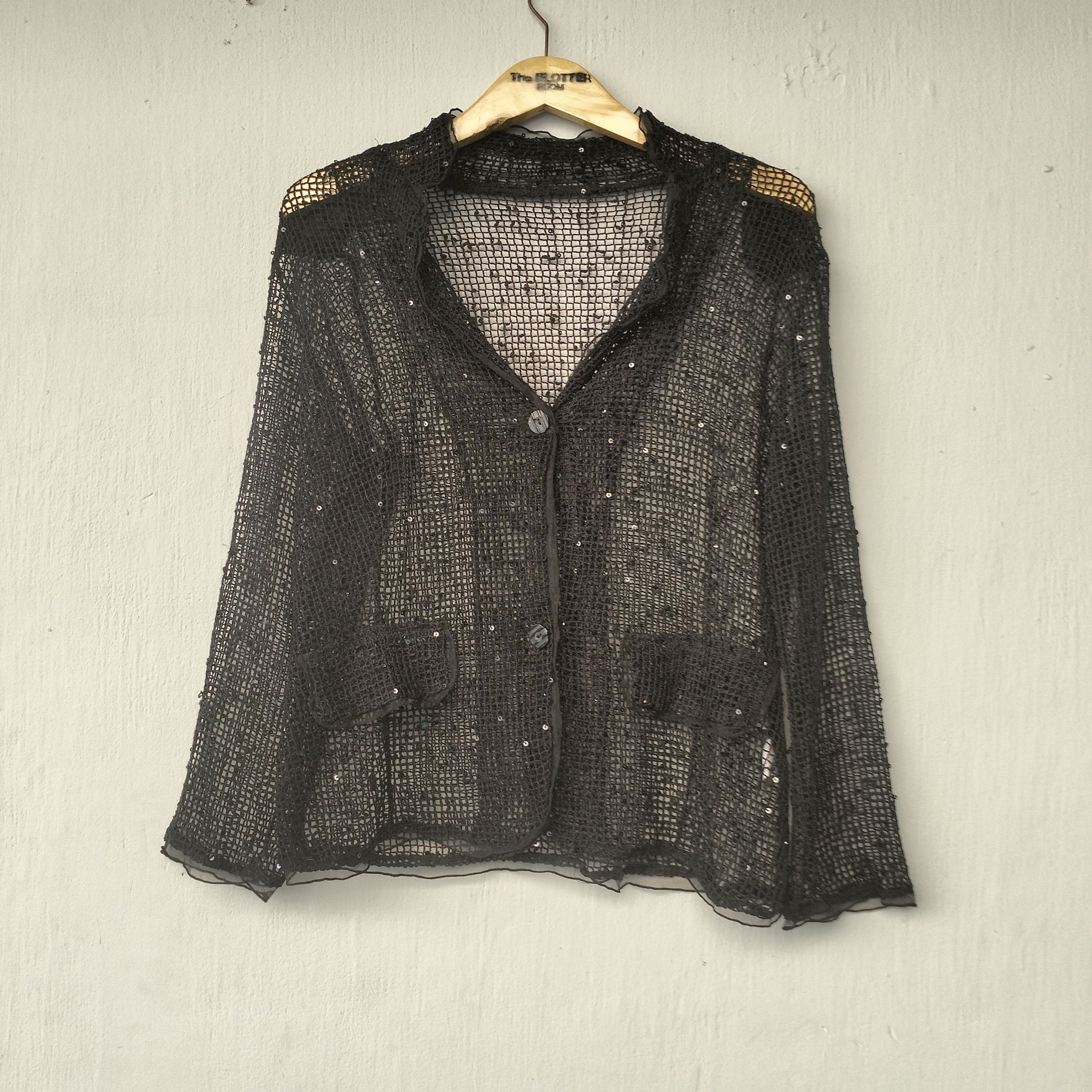 Japanese Brand Black Mesh cardigan Size M / US 6-8 / IT 42-44 - 1 Thumbnail