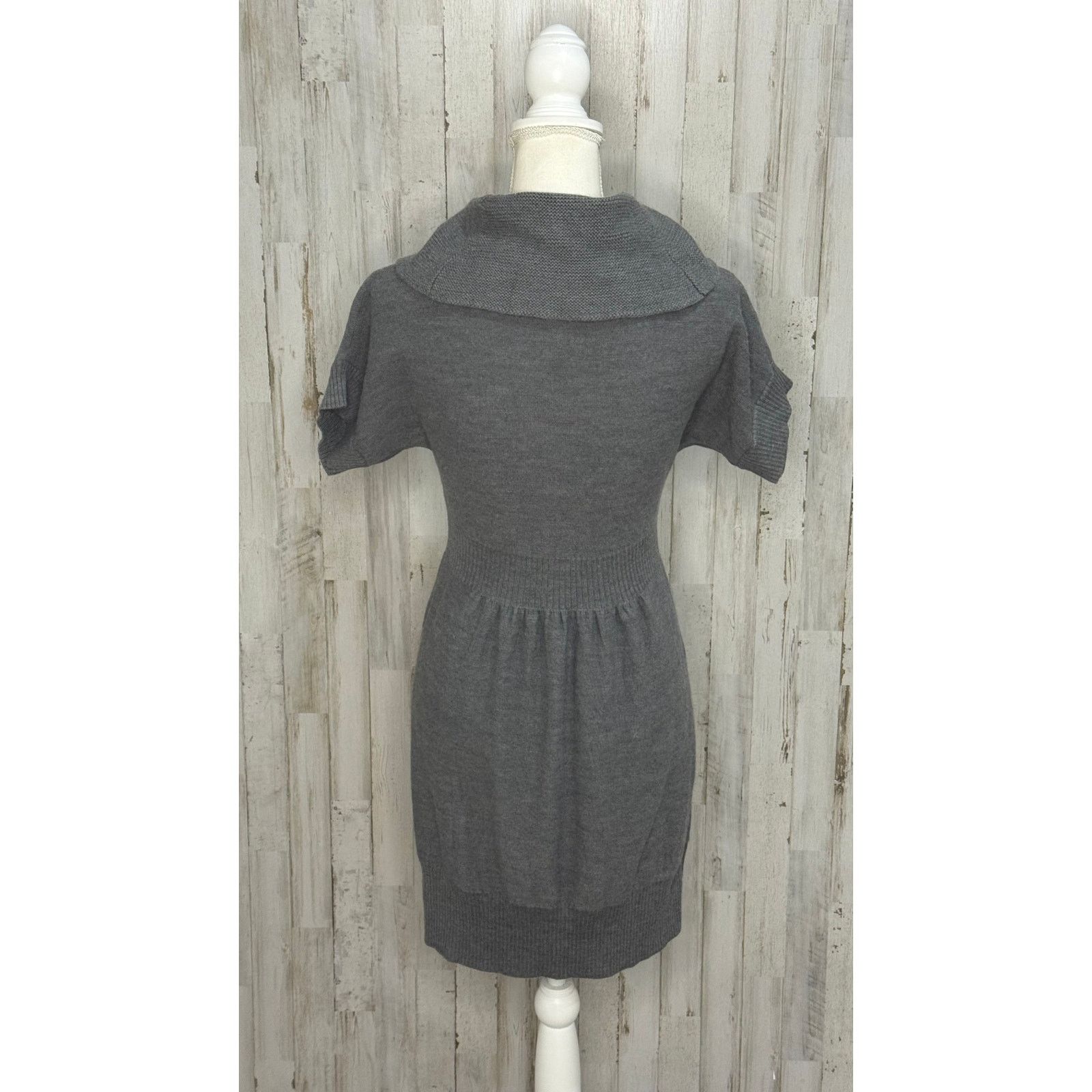 Loft Ann Taylor LOFT Gray Sweater Dress Medium Short Sleeve Size M / US 6-8 / IT 42-44 - 6 Thumbnail