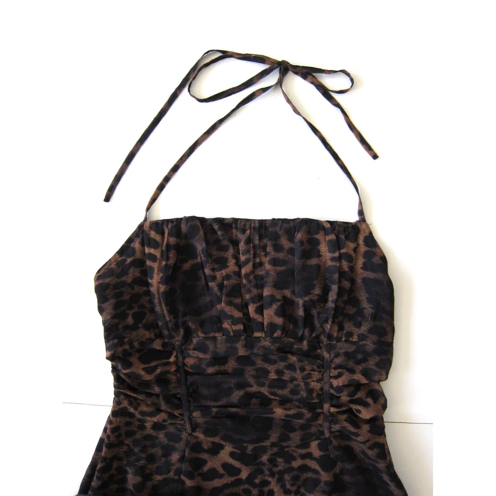 PrettyLittleThing PRETTYLITTLETHING Brown Leopard Woven Halter Neck Bodycon Dress 10 NWT Women 10 Brown Leopard Animal Print Halter Dress Size L / US 10 / IT 46 - 3 Thumbnail