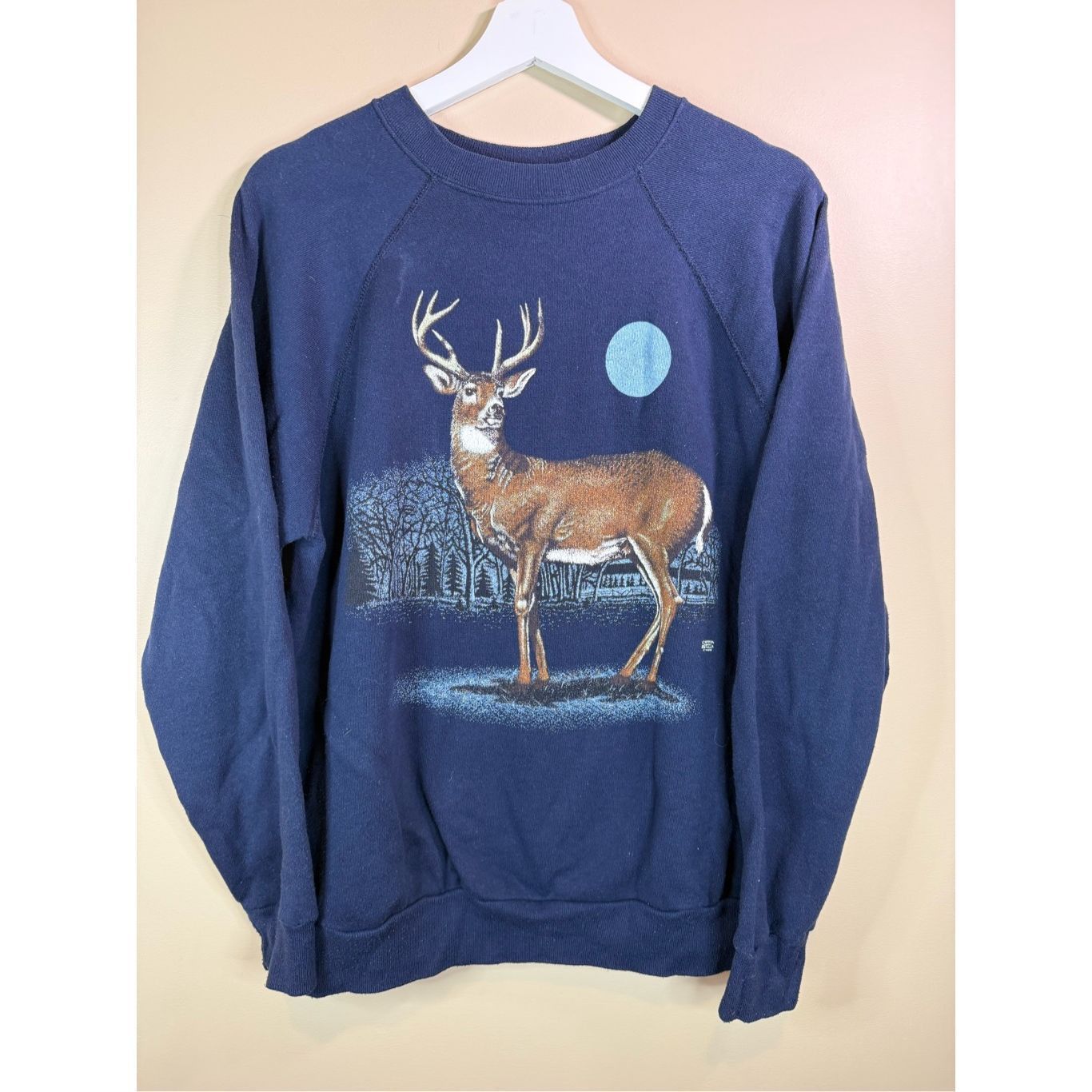 Vintage Size L - Vintage 1980s Tultex Deer Nature Fore Navy Sweatshi Size US L / EU 52-54 / 3 - 1 Thumbnail