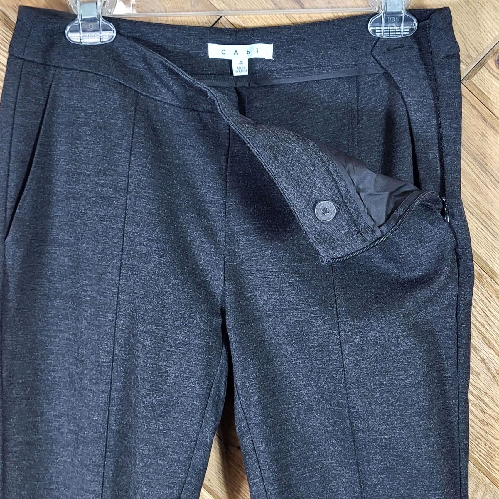 Vintage Cabi Womens Pants Slim Fit Charcoal Gray Side Zip Rayon Nylon Dress Pants 4 Trousers Women Slimming Front Zip Hem Inseam 28.5” Regular Size 4 Size 27" / US 4 / IT 40 - 3 Thumbnail