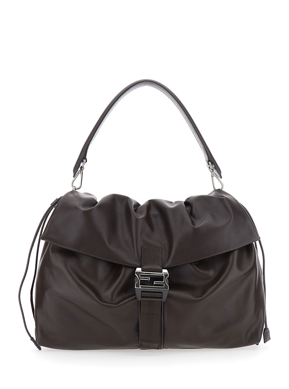 Fendi 'Mama Baguette Large' Brown Shoulder Bag with FF Closure on the Front in Leather Man Size ONE SIZE - 1 Thumbnail