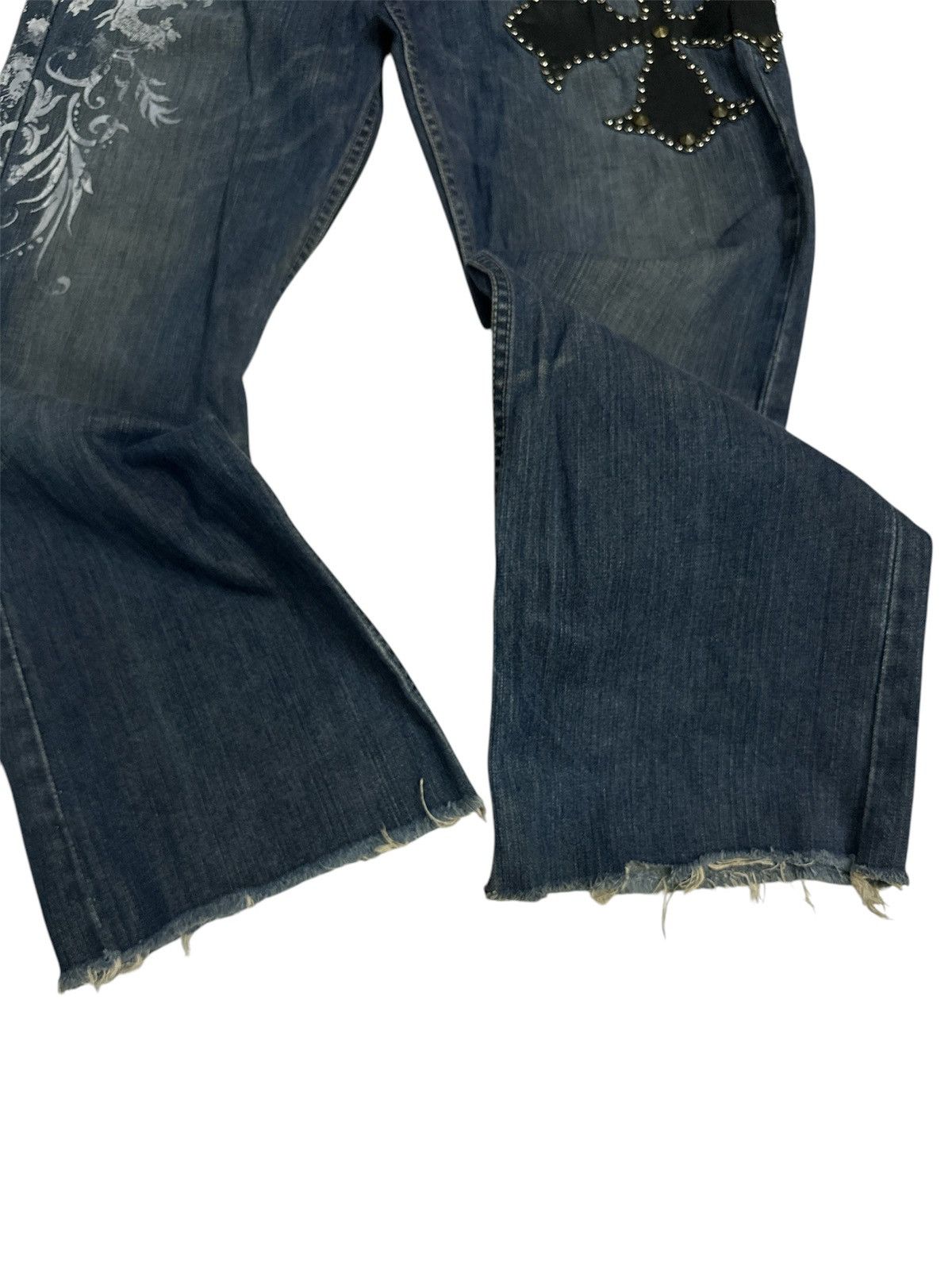 Rick Owens Distressed 2000s X2 Denim Studded Baggy Jeans Y2K Goa Lgb Size US 37 - 12 Thumbnail