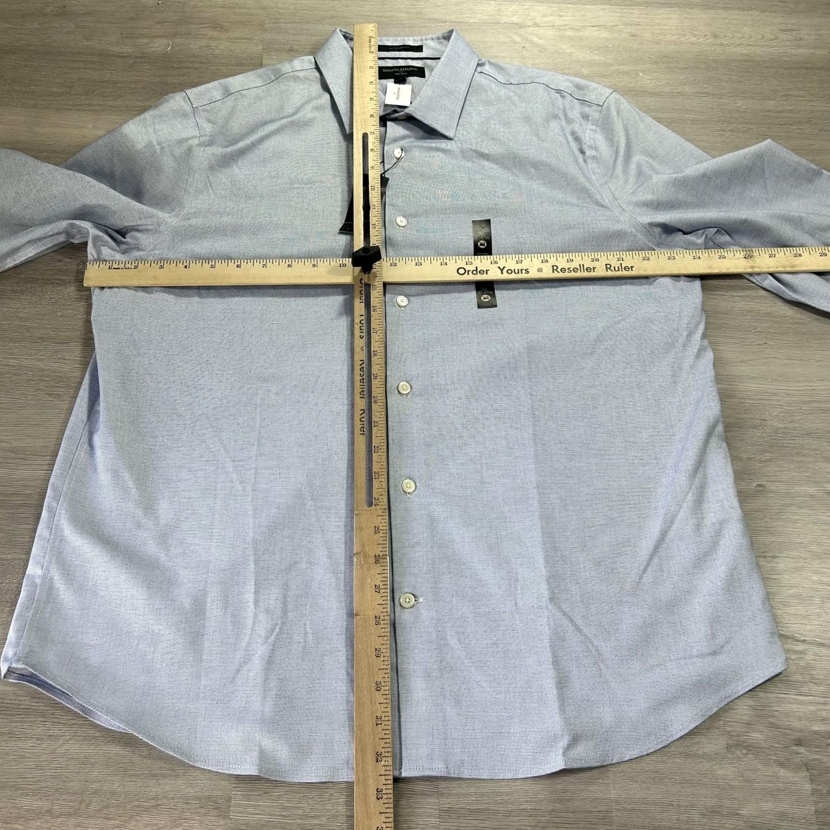 Banana Republic Banana Republic Dress Shirt Mens XL Blue Check Non-Iron Long Sleeve Untucked Regular Fit Shirt Size 46R - 6 Thumbnail