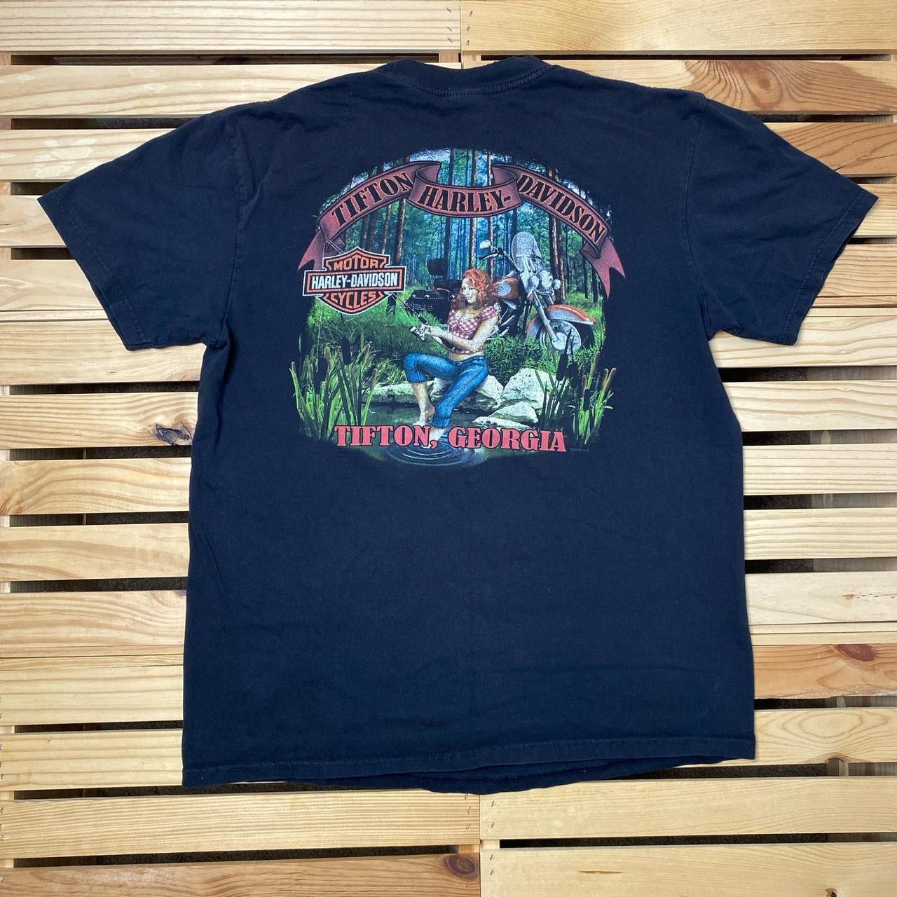 Harley Davidson Harley Davidson GA 2010 Black Thrashed Biker Tee Size Large Size US L / EU 52-54 / 3 - 2 Thumbnail