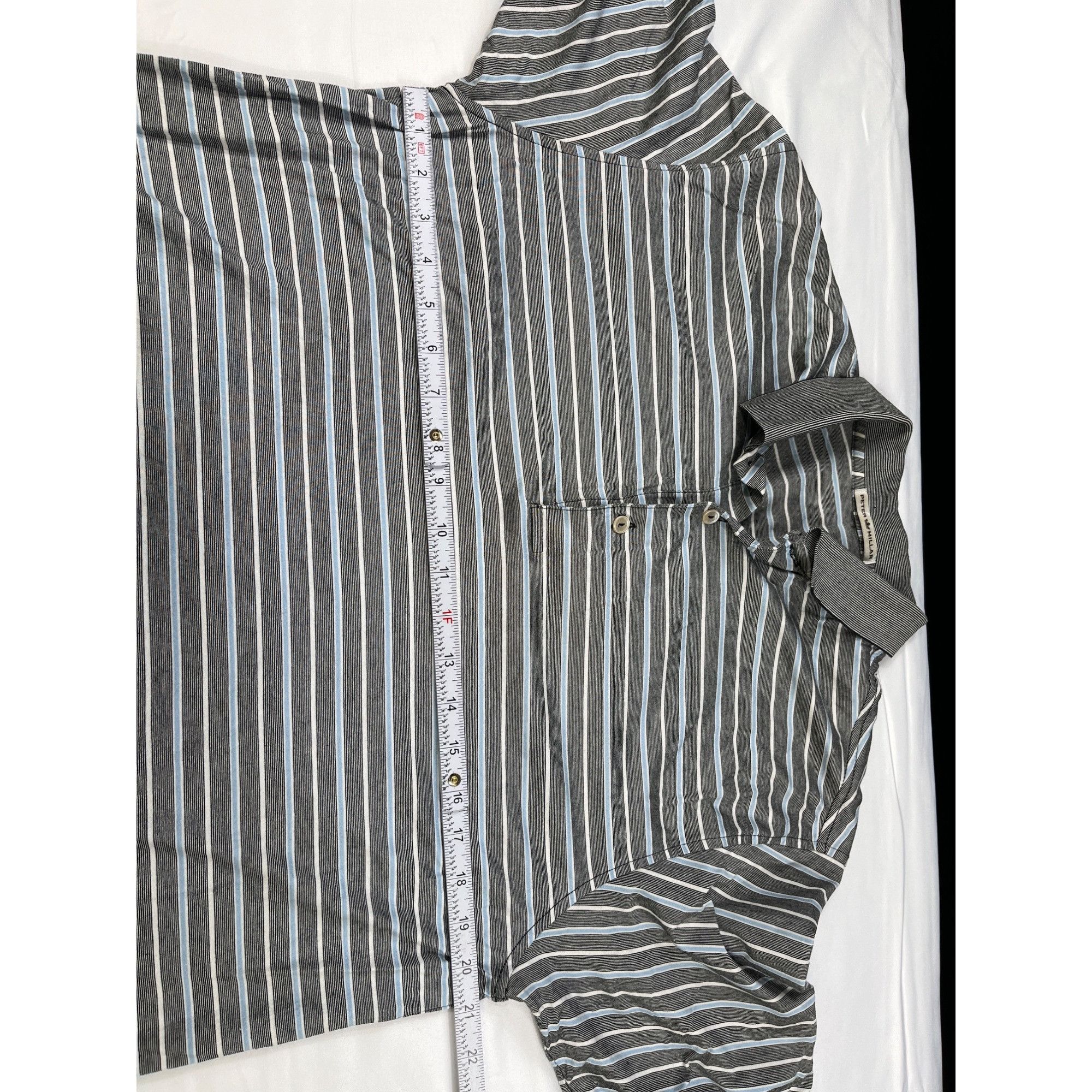Peter Millar Peter Millar SKU 7569 Mens Striped Polo Shirt Gray and Blue Size US L / EU 52-54 / 3 - 3 Thumbnail