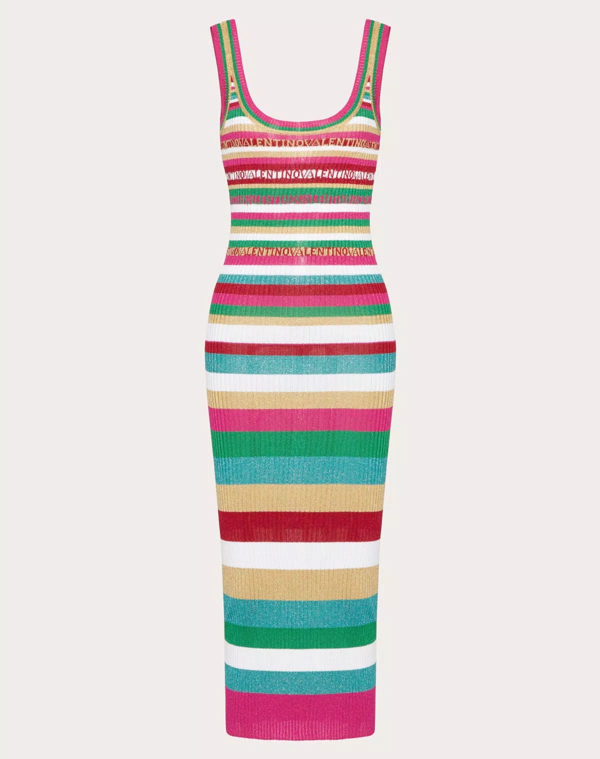 Valentino o1s1wg110625 Stripes Lurex Dress in Multicolor Size L / US 10 / IT 46 - 1 Thumbnail