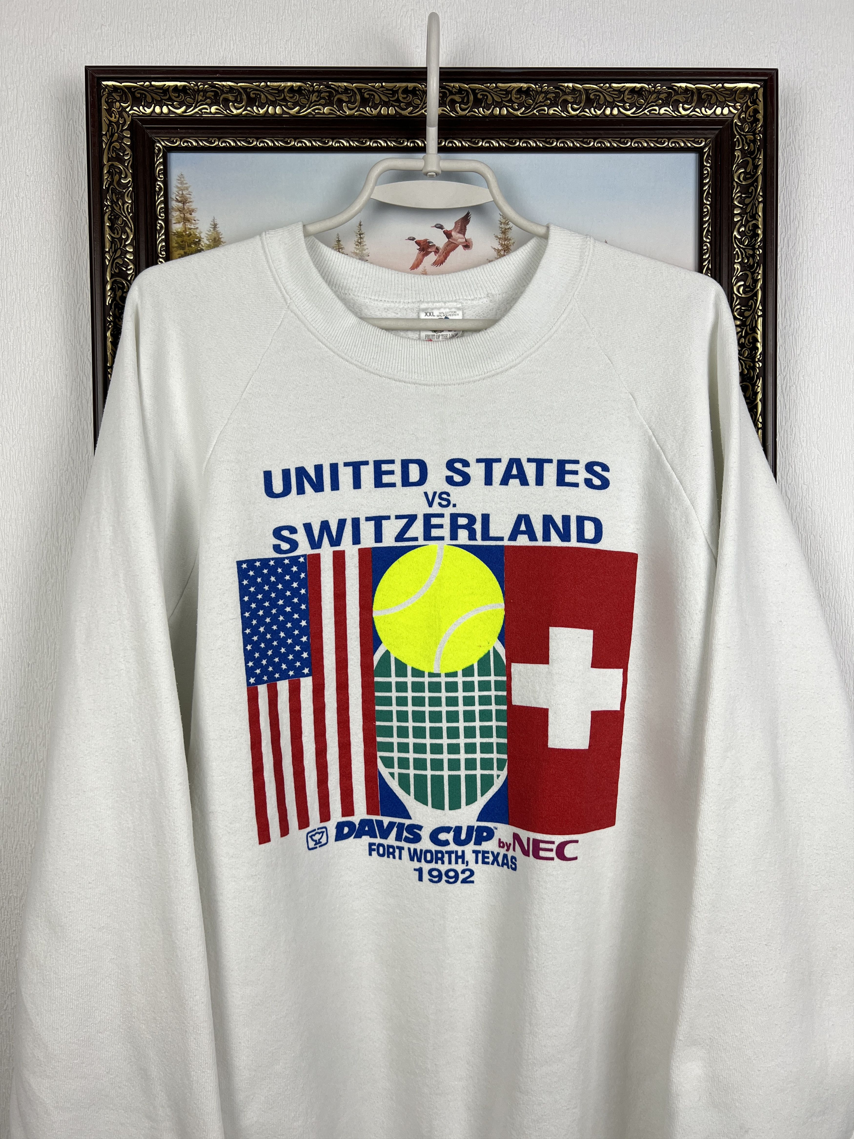 Vintage Davis Cup USA Switzerland Tennis Sweatshirt Rare Crewneck Size US XXL / EU 58 / 5 - 2 Thumbnail