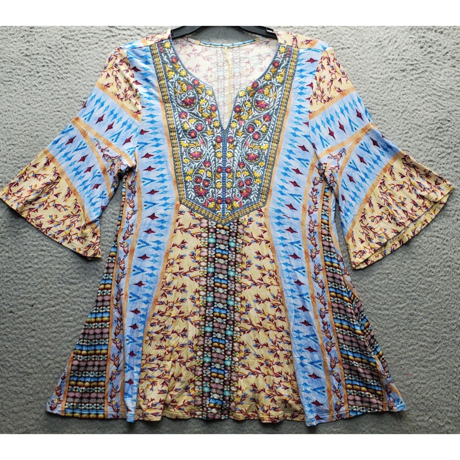 Soft Surroundings Soft Surroundings Blouse Womens Multicolor Geometric V-Neck Petite PL Shirt Girls? Size L / US 10 / IT 46 - 2 Thumbnail