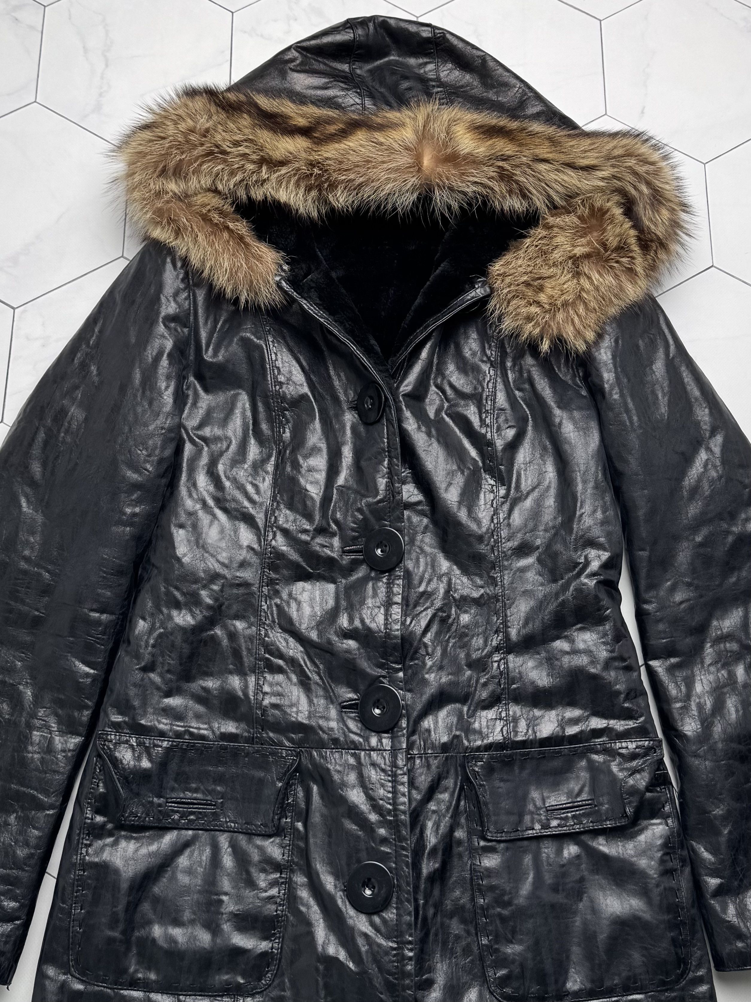 Vintage Vintage Real Sheepskin Hooded Coat (B550) Size L / US 10 / IT 46 - 7 Thumbnail