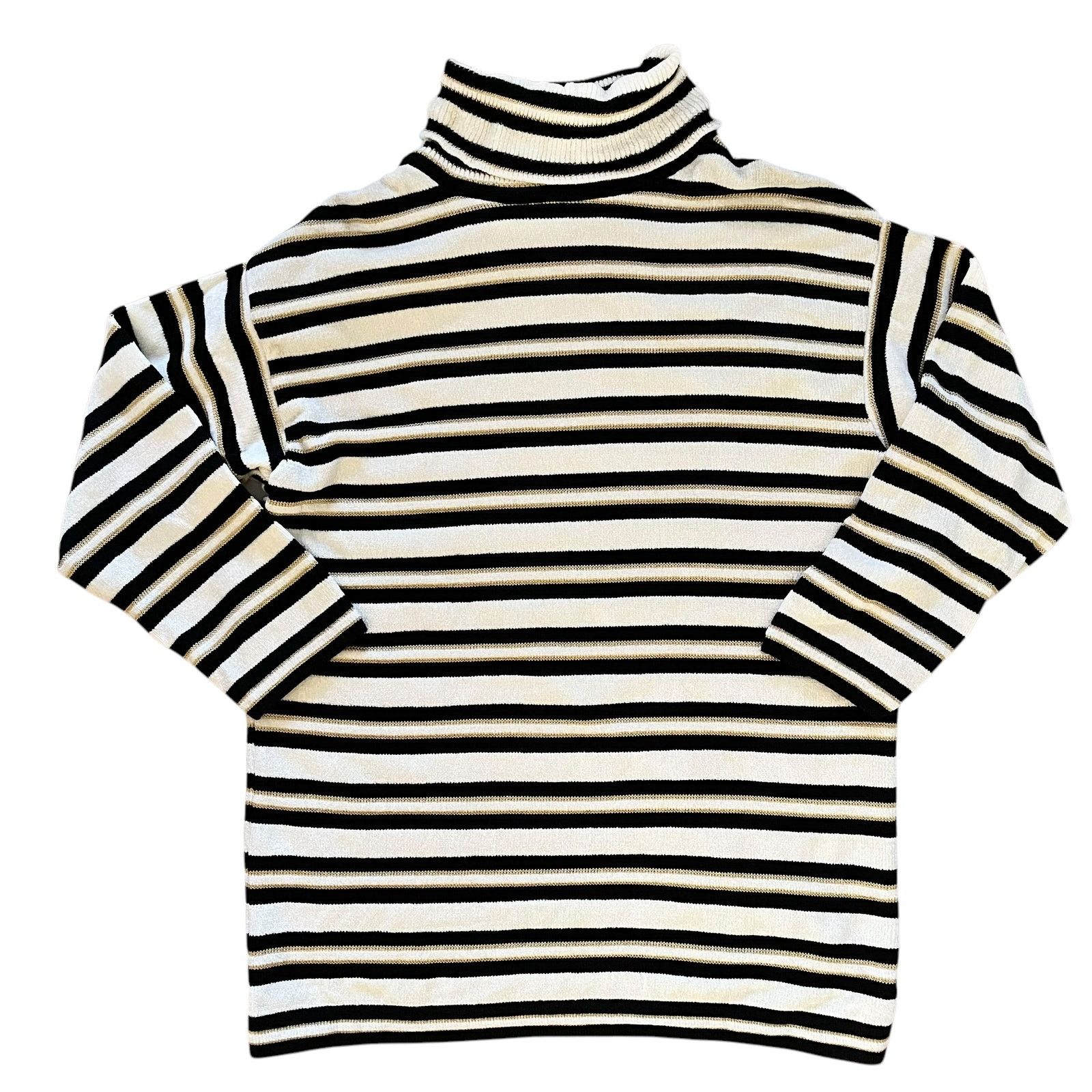 St. John × Vintage Vtg St John Sport Striped Chenille Turtleneck Tunic Sweater Size S / US 4 / IT 40 - 6 Thumbnail