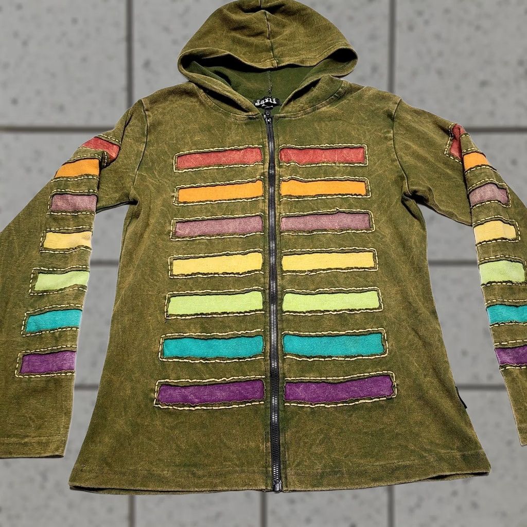 Rainbow VINTAGE Jayli Hoodie Women Medium Full Zip Embroidered Rainbow Festival Boho Hippy Size M / US 6-8 / IT 42-44 - 1 Thumbnail