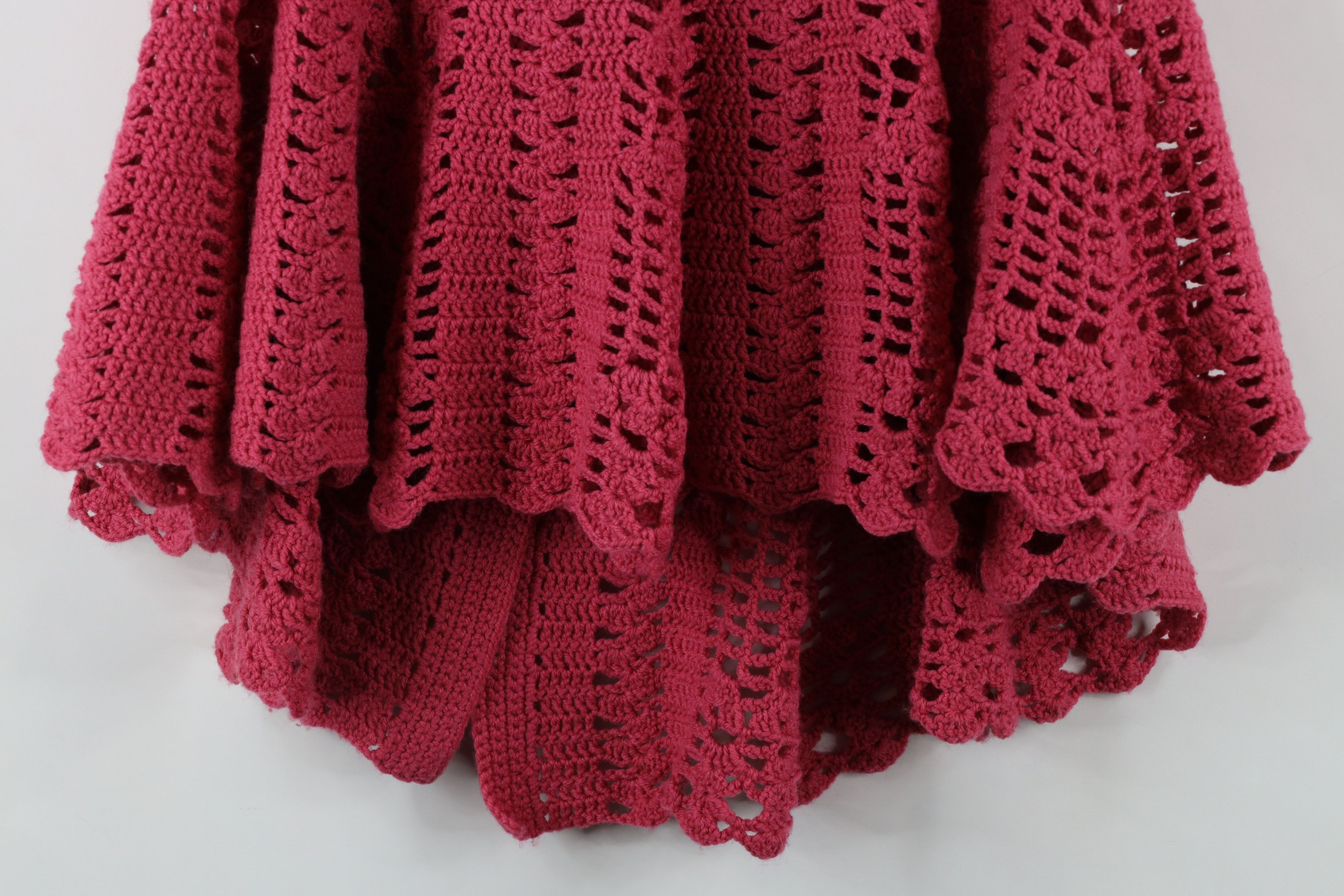 Vintage Vintage 50s 60s Streetwear Crochet Sweater Cape Poncho Pink Size ONE SIZE - 11 Thumbnail