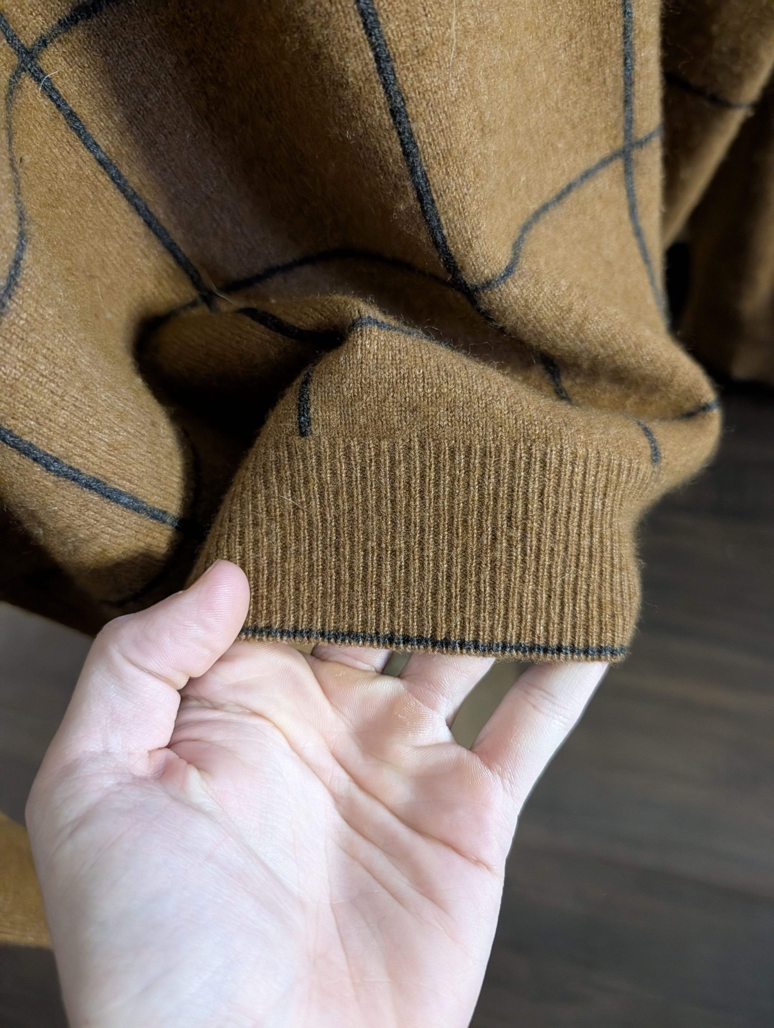 Scott Barber VTG brown check cashmere/wool Italian knit sweater Size US XL / EU 56 / 4 - 4 Thumbnail