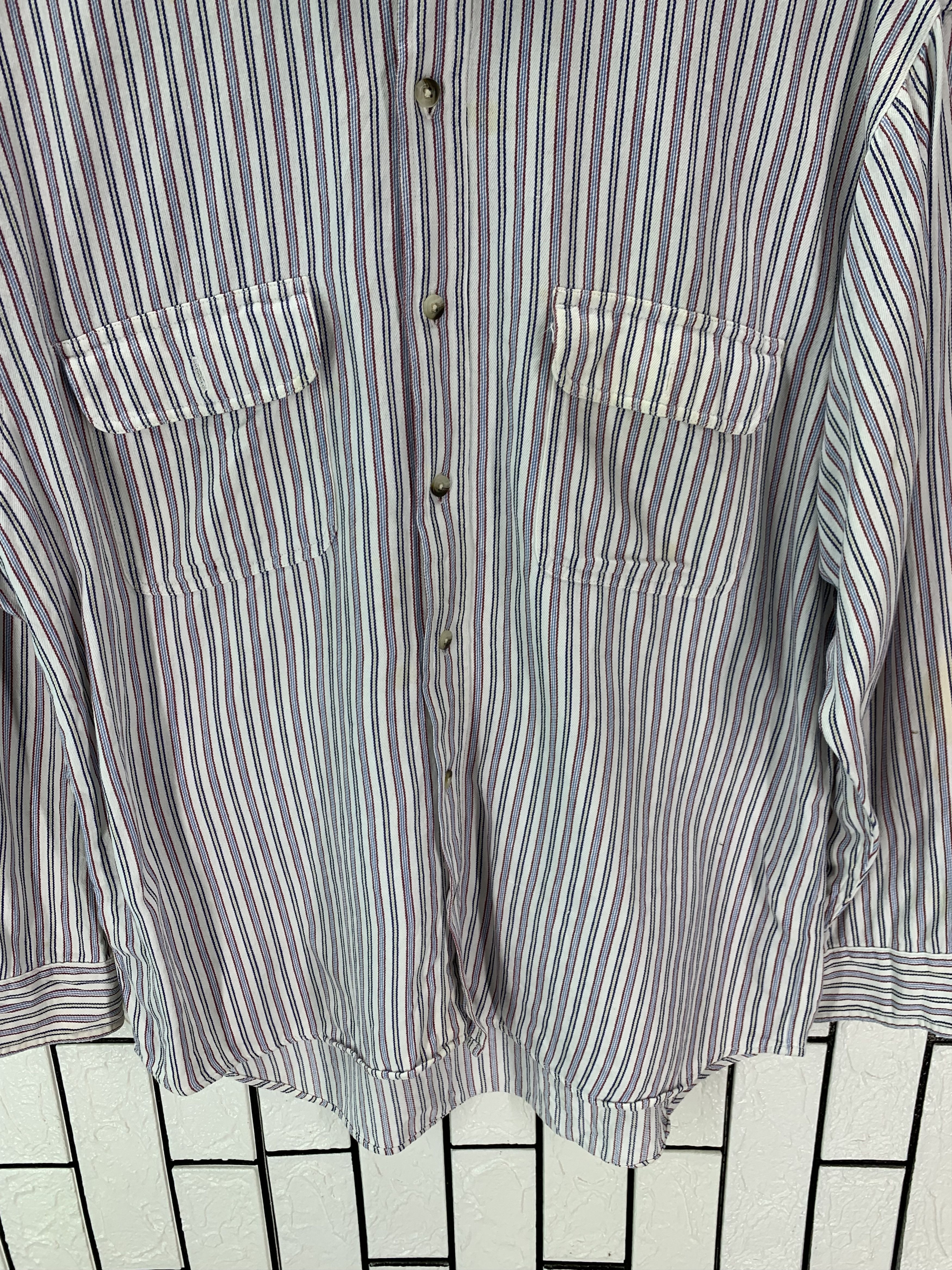 Vintage Vintage B.Garage Stripe Shirt Button Size US L / EU 52-54 / 3 - 2 Thumbnail