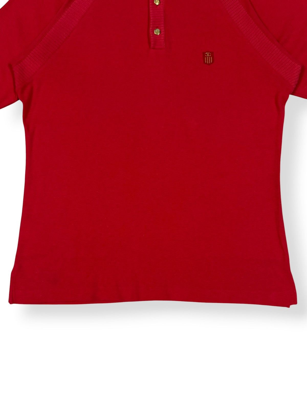 Valentino Vtg 90s Valentino Garavani Sport Rib-Knit Raglan Polo Shirt Size US S / EU 44-46 / 1 - 7 Thumbnail