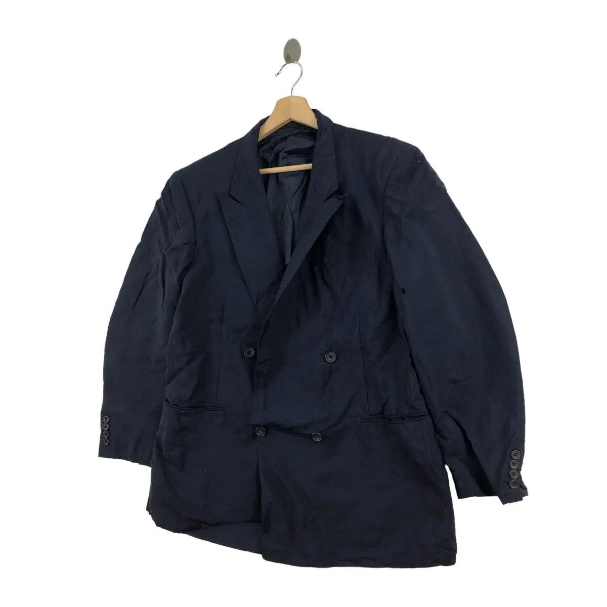 Burberry Vtg 90’ BURBERRY LONDON Double Breasted Blazer Lamb Wool Size 46R - 4 Thumbnail
