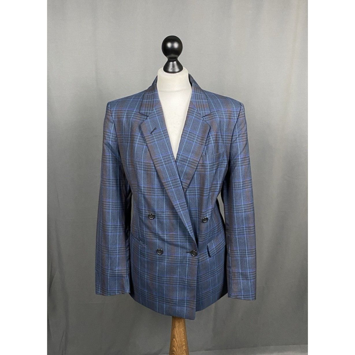 Burberry Burberry Vintage Blue Wool Checked Double Breasted Blazer Ja Size XL / US 12-14 / IT 48-50 - 1 Thumbnail