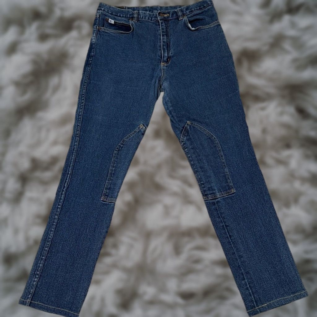 Vintage VINTAGE Millers Jeans Men's 36x28 Knee Patch Denim 5-Pocket Button Zip Straight 98% Cotton/2% Spandex Hong Kong Blue Retro 90s 80s Sport Jeans Mens Size US 36 / EU 52 - 1 Thumbnail