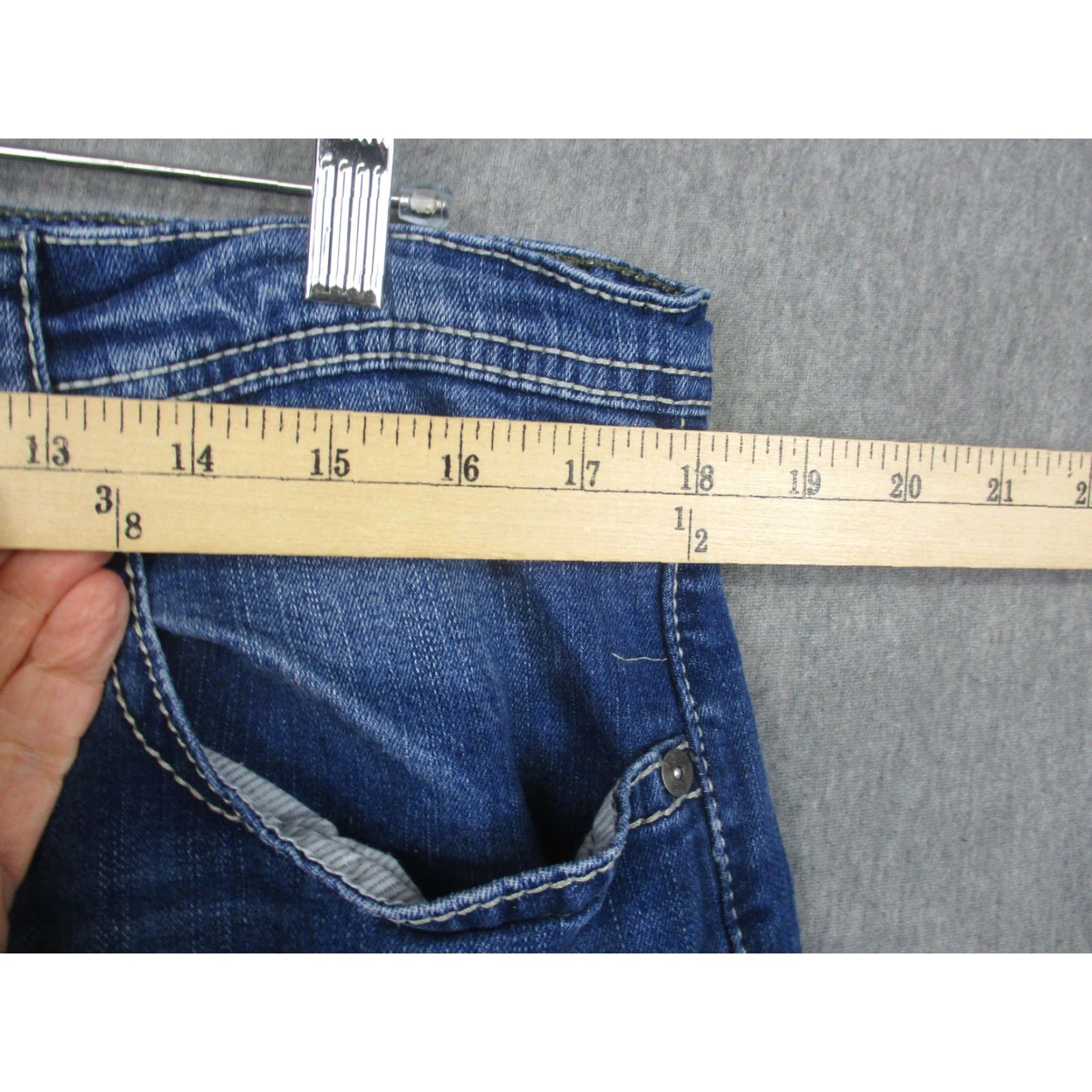 Vintage TK Axel Jeans Mens 36x30 Blue Athletic Fit Stretch Whiskered Contrast Stitch Size US 36 / EU 52 - 3 Thumbnail