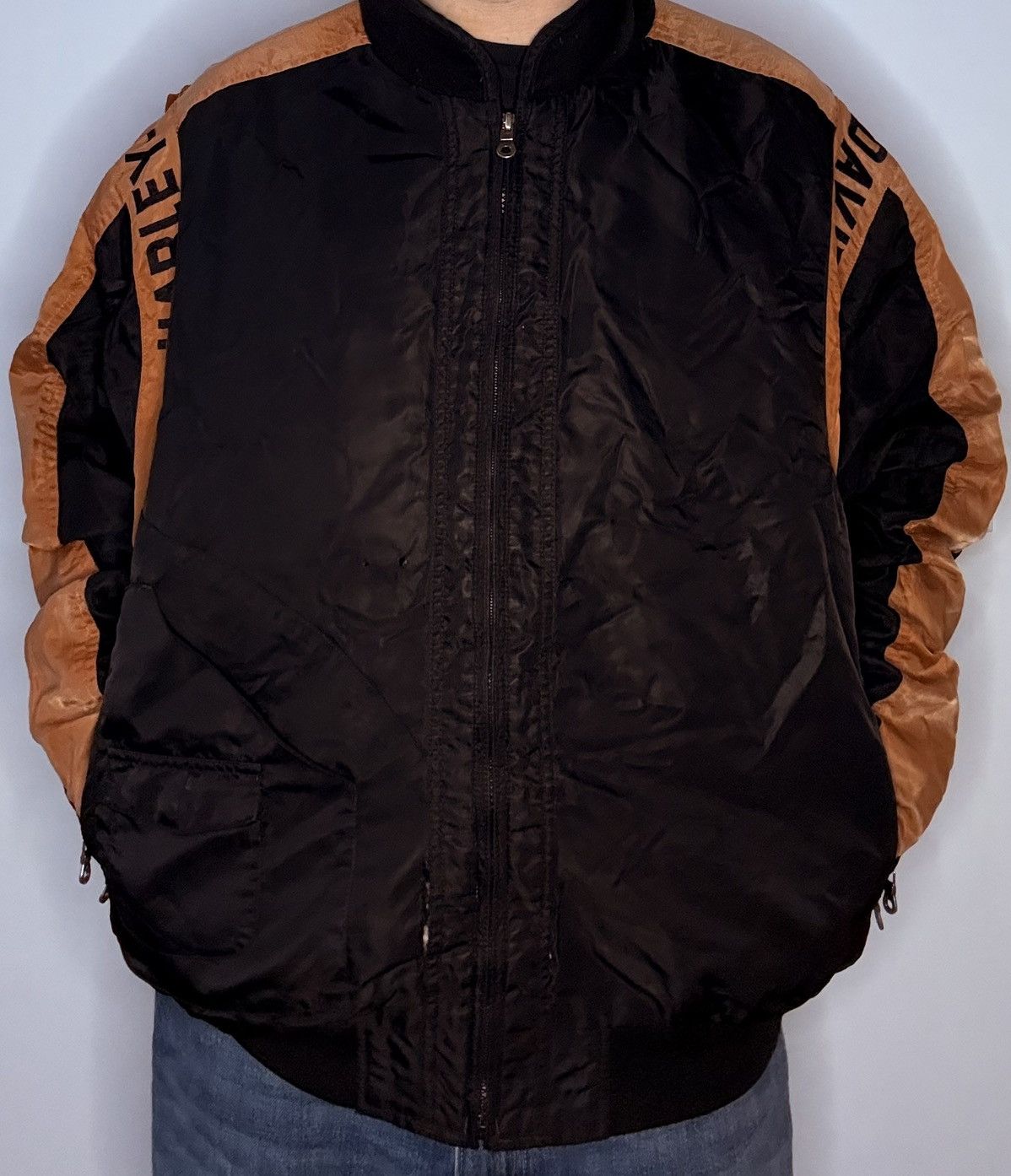 Harley Davidson Vintage Harley Davidson Riding Shield Nylon Bomber Jacket Size US L / EU 52-54 / 3 - 2 Thumbnail