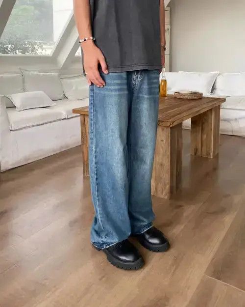 Japanese Brand Retro Straight Cut Washed Jeans Size US 30 / EU 46 - 1 Thumbnail