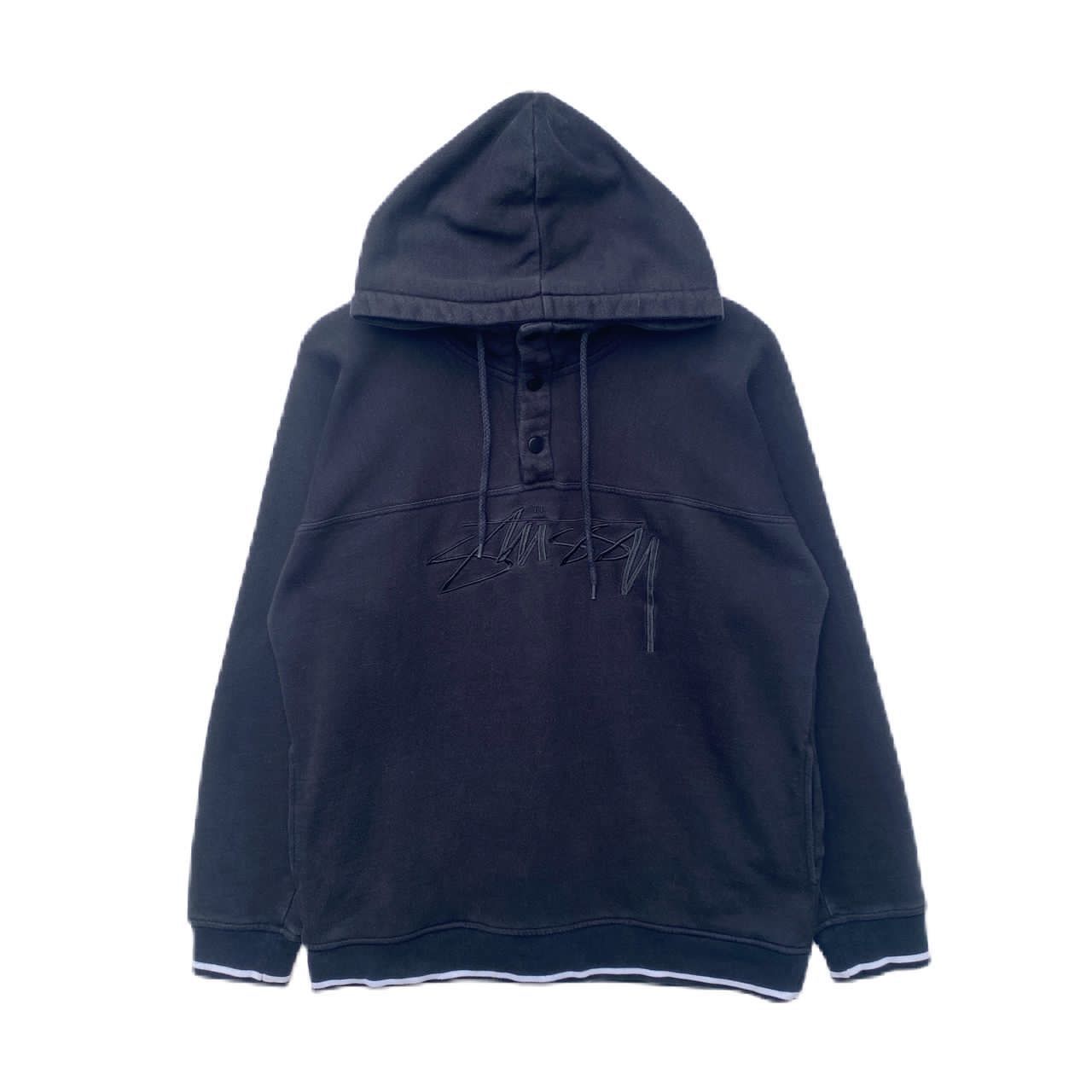 STUSSY HOODIE MEDIUM LARGE PULLOVER SNAP BUTTOM