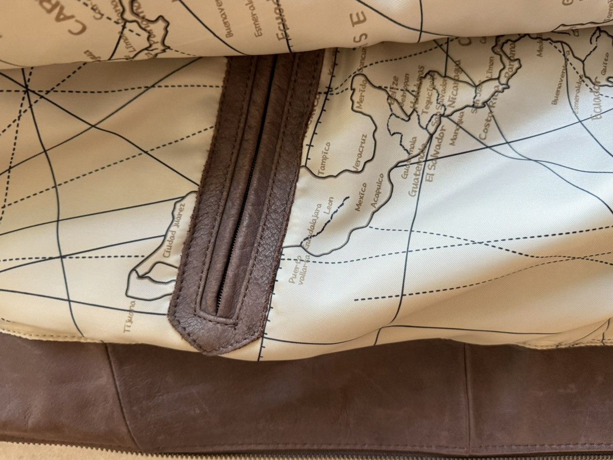 Jos. A. Bank Jos. A. Bank Brown Leather Bomber Jacket L– Map Print Lining Size US L / EU 52-54 / 3 - 5 Thumbnail