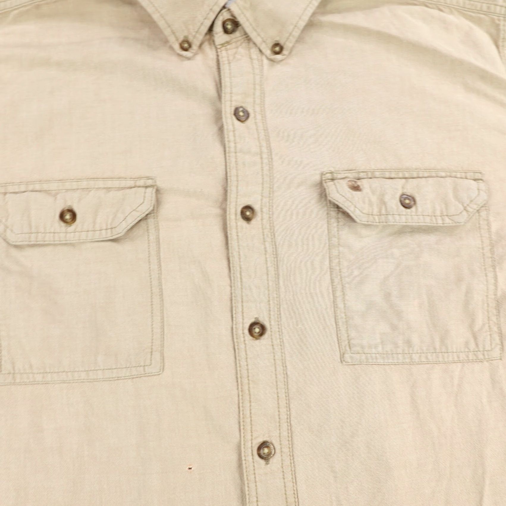 Carhartt VINTAGE Carhartt Shirt Mens XL Khaki Beige Tan Midweight Chambray Button Up Utility Size US XL / EU 56 / 4 - 3 Thumbnail
