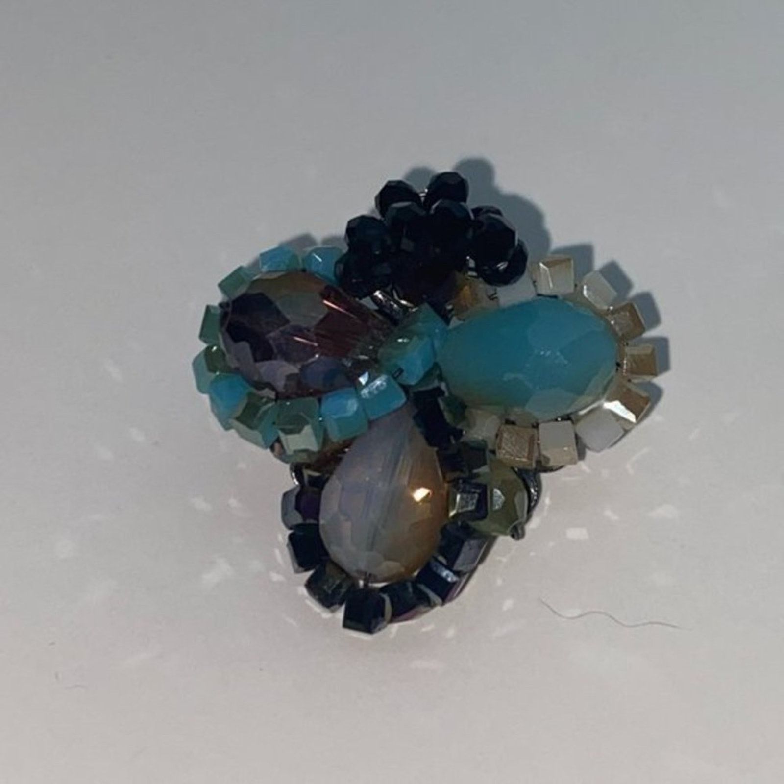 Handmade Multi-tone Blue Beaded Rhinestone Earrings Size ONE SIZE - 7 Thumbnail