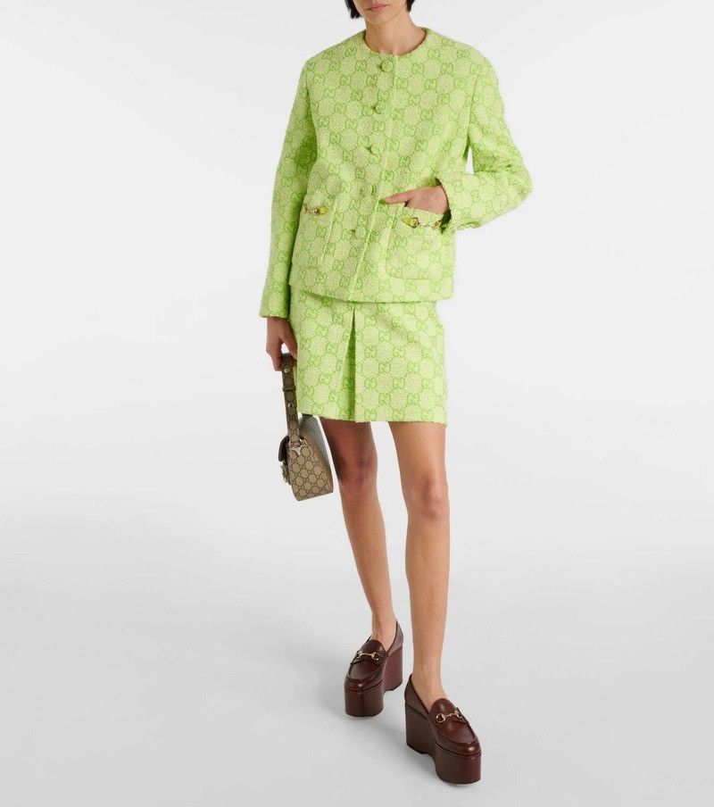 Gucci Gucci GG Boucle Cotton Blend Jacket With Horsebit Lime green Size S / US 4 / IT 40 - 8 Thumbnail