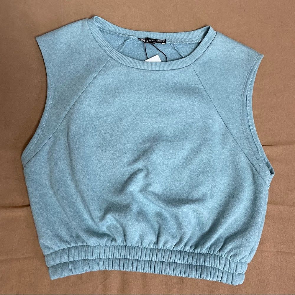 Zara NWT New Zara Cropped Baby Blue Sleeveless Sweatshirt Size M Size M / US 6-8 / IT 42-44 - 5 Thumbnail