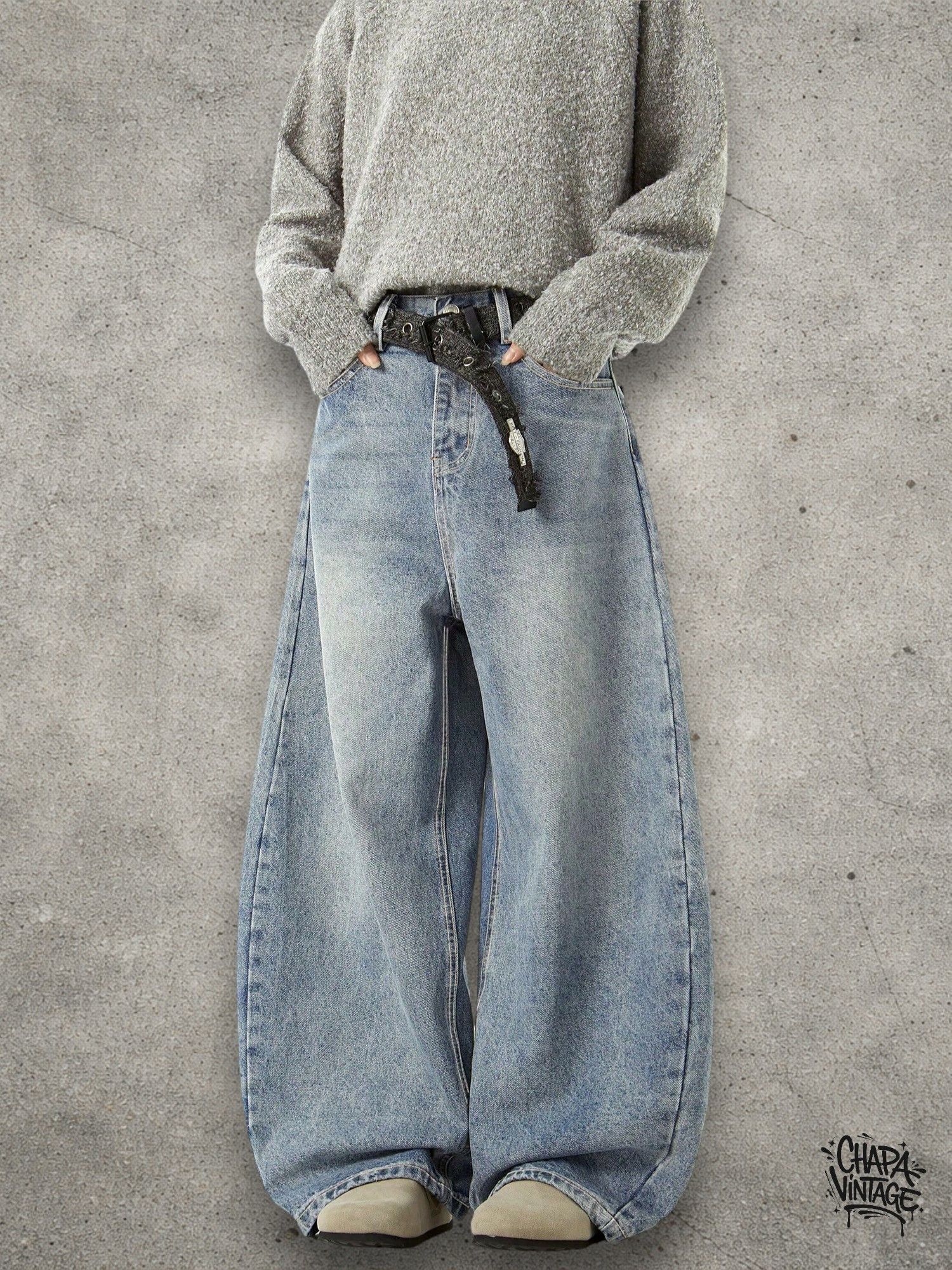 Vintage Wide leg baby blue jeans Size US 32 / EU 48 - 3 Thumbnail