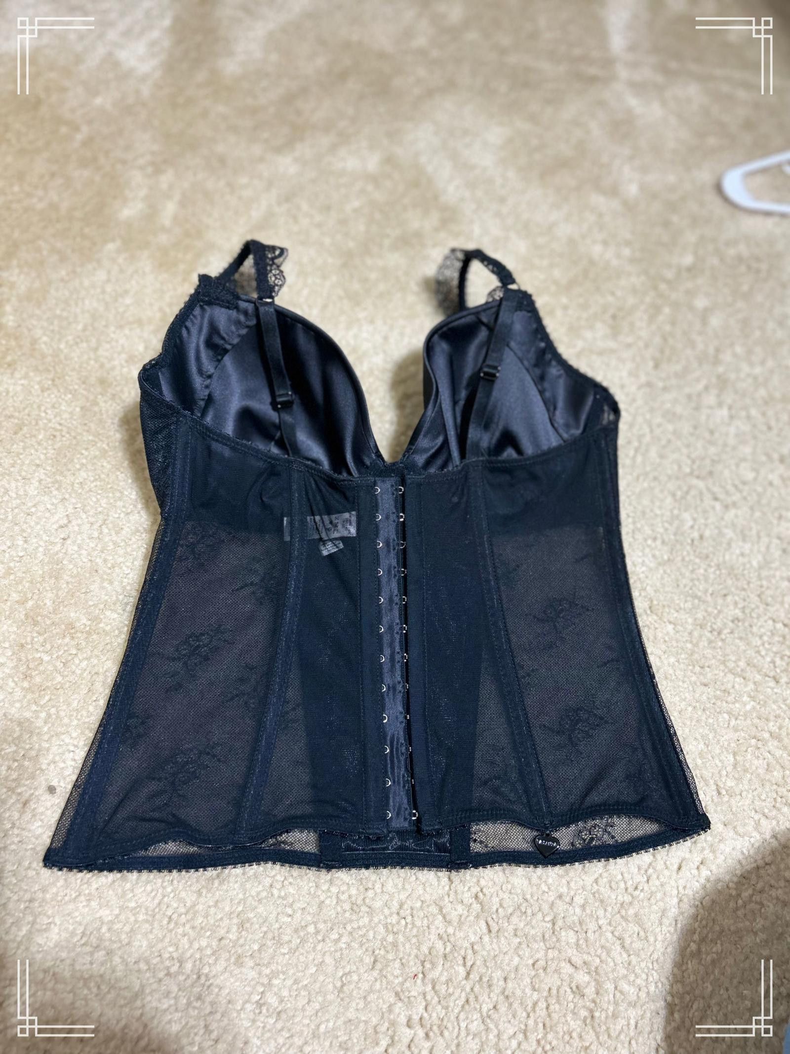 Designer La Senza Black Lace Bustier Top - Size Large Size L / US 10 / IT 46 - 3 Thumbnail