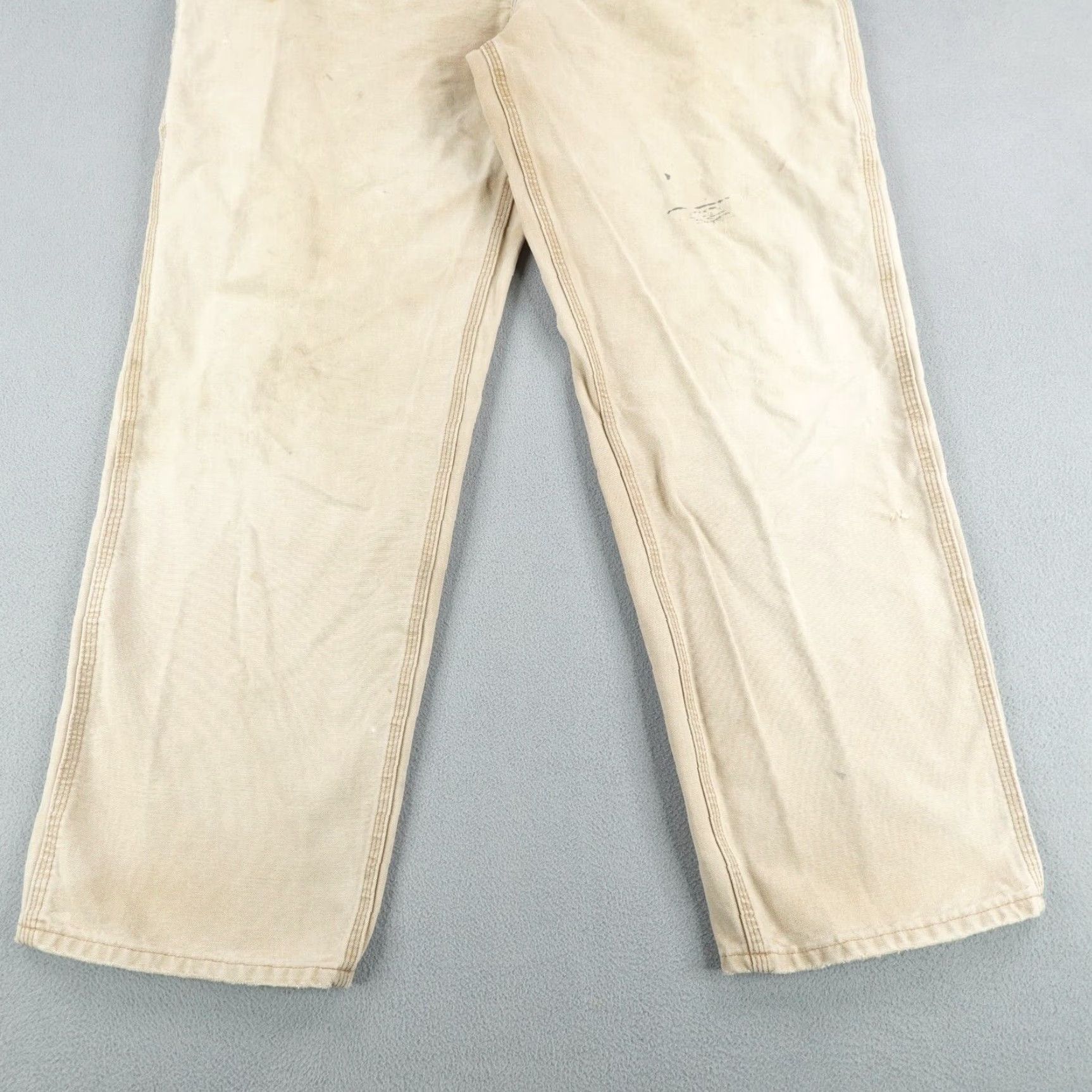 Carhartt VINTAGE Carhartt Pants Mens 42x34 Tan Beige Canvas Distressed Carpenter Workwear Casual Size US 41 - 3 Thumbnail