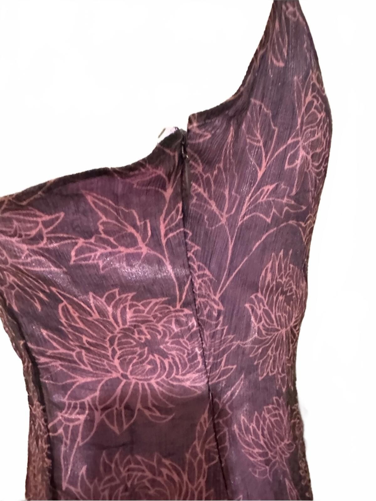 Other Y2K Vintage Purple Floral Asymmetric Beaded Strap Slip Dress Size M / US 6-8 / IT 42-44 - 8 Thumbnail