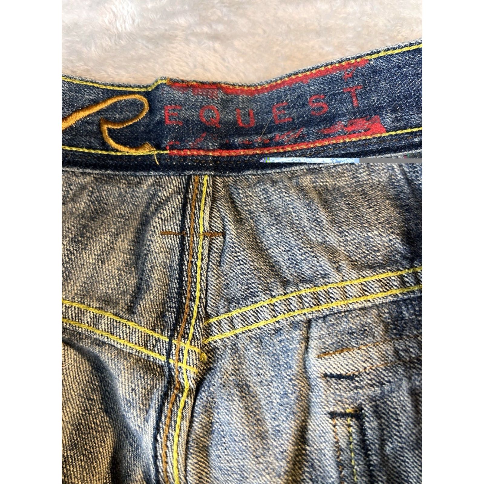 Vintage VINTAGE Request Jeans Mens 36 Regular Jeans Blue Wide-Leg 90s Hip Hop Retro Baggy City College Size US 36 / EU 52 - 3 Thumbnail