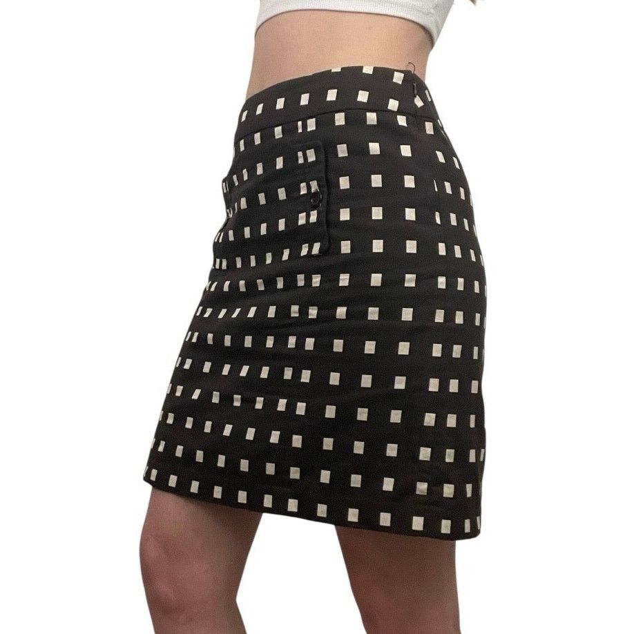 Ann Taylor Ann Taylor Petites Vtg Brown & Cream Square Pencil Skirt Size 26" / US 2 / IT 38 - 2 Thumbnail
