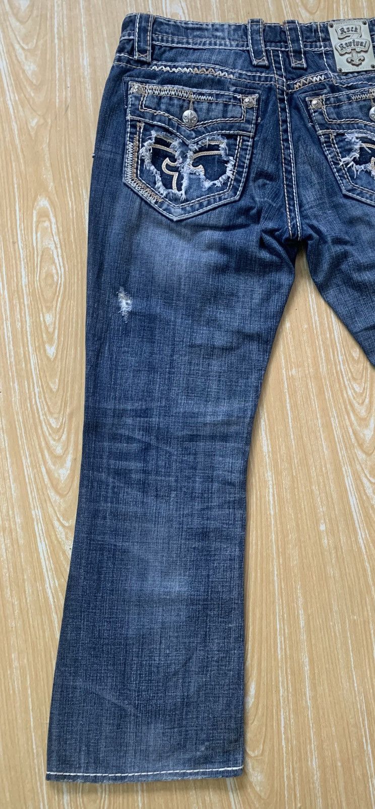 Rock Revival Rare.. Distressed Rock Revival Slim Boot Flare Jeans Pants Size US 34 / EU 50 - 13 Thumbnail