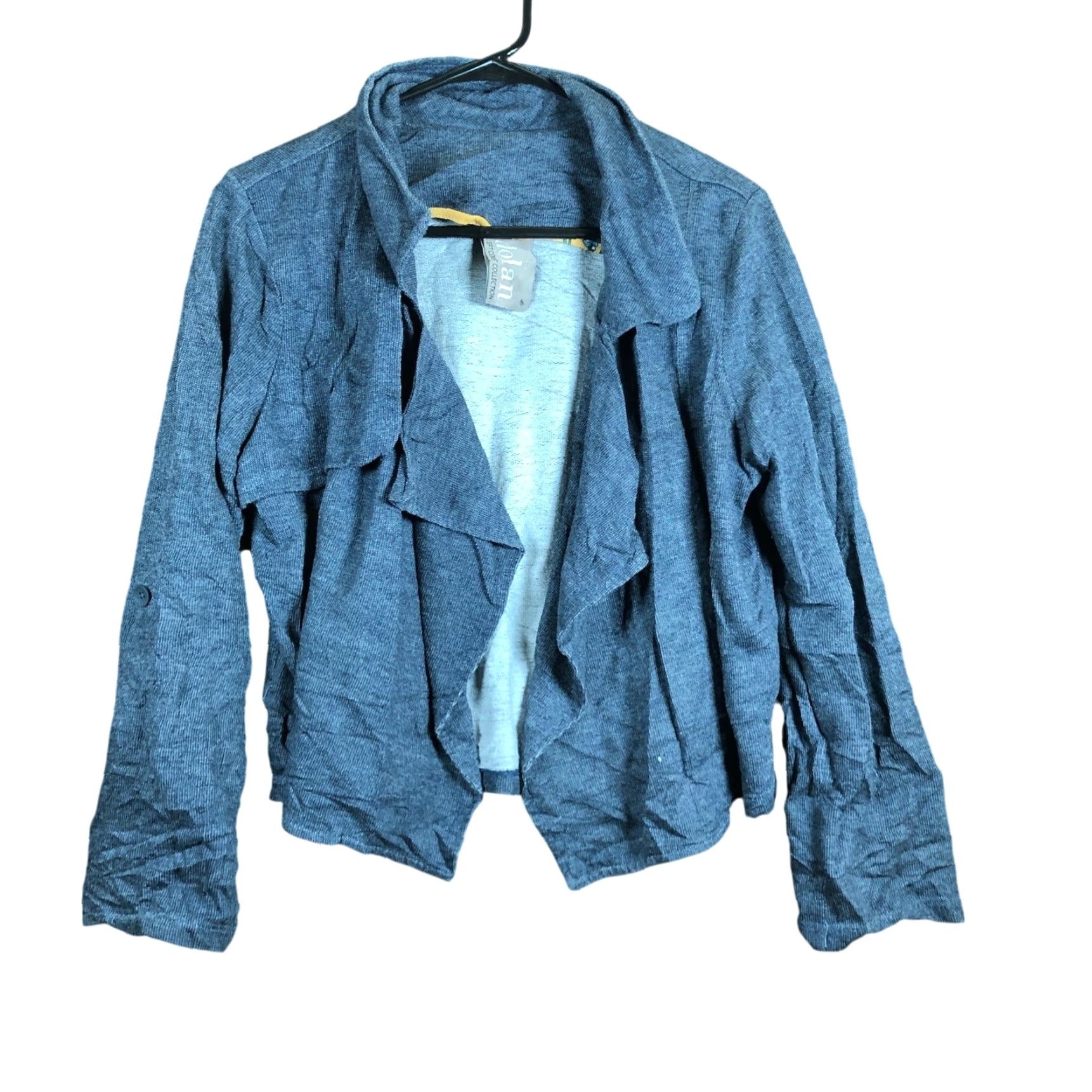 Vintage Dolman Womens Jacket Blue Open Front Long Sleeve Waterfall Casual Medium Jacket Size M / US 6-8 / IT 42-44 - 2 Thumbnail