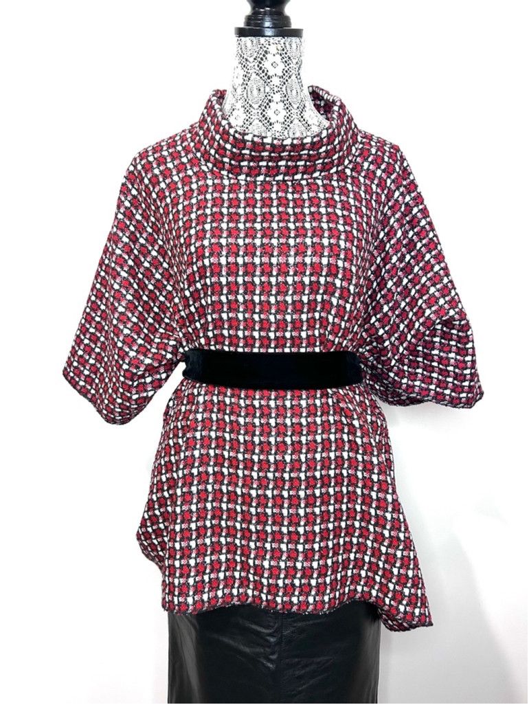 Other Vintage handmade red plaid metallic accents Cape Poncho OS Size ONE SIZE - 8 Thumbnail