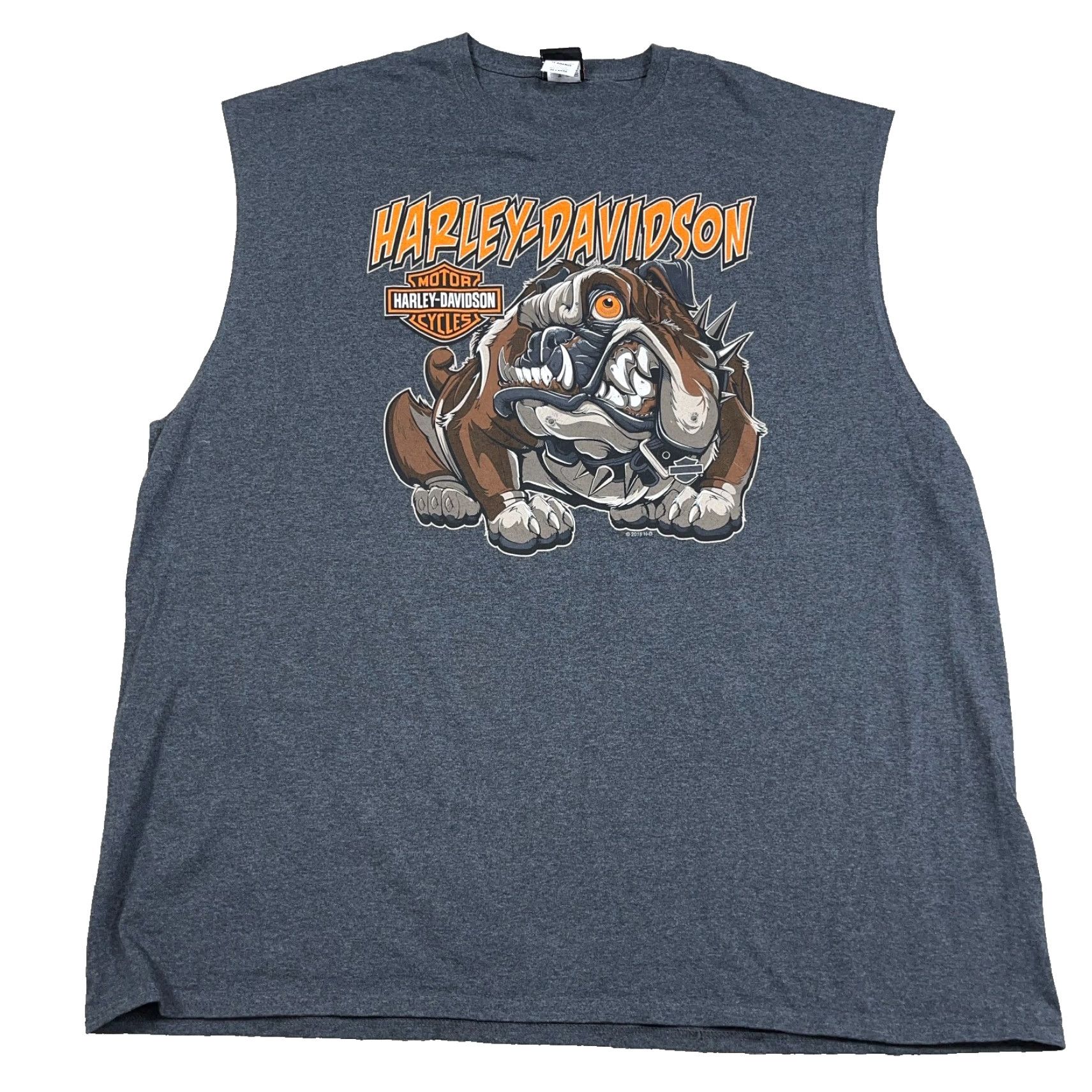 Harley Davidson VINTAGE Harley-Davidson Shirt Men 3XL Gray Tank Top Biker Motorcycle Bulldog Sleeveless Graphic Print Jersey Cotton Crew Neck USA 80s Logo Size US XXL / EU 58 / 5 - 2 Thumbnail