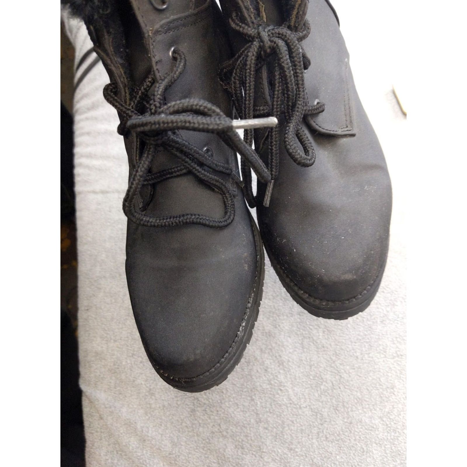 Vintage Sporto Snow Boots Womens Size 9.5 40.5 Black Synthetic Ankle Fur Lace Up Winter Size US 10 / IT 40 - 3 Thumbnail