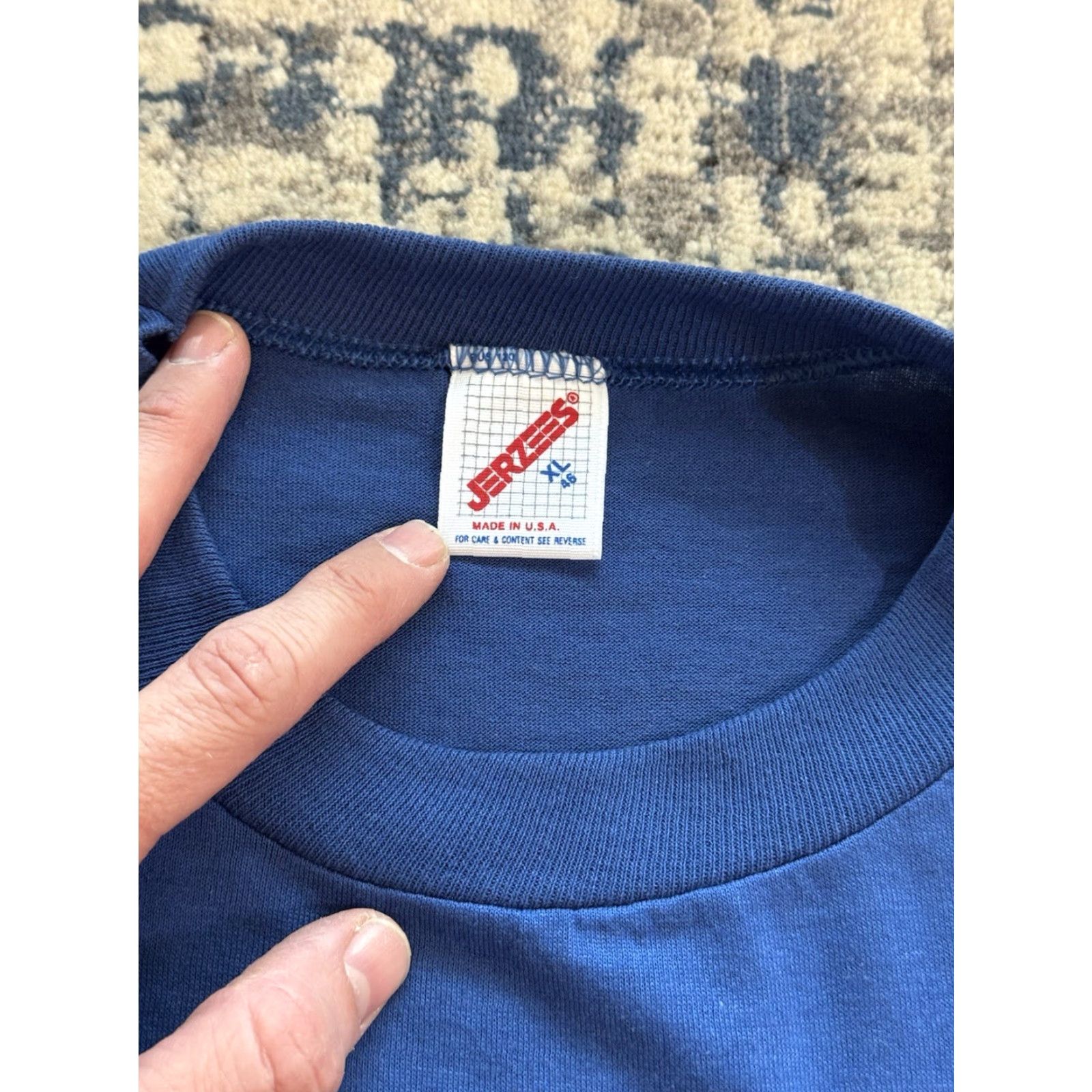 Jerzees VINTAGE 80s Cruise For A Day Aboard The Scandinavian Star T Shirt XL Men Blue Logo Graphic Print Short Sleeve Crew Neck Ship 1980s Beach Size US XL / EU 56 / 4 - 3 Thumbnail