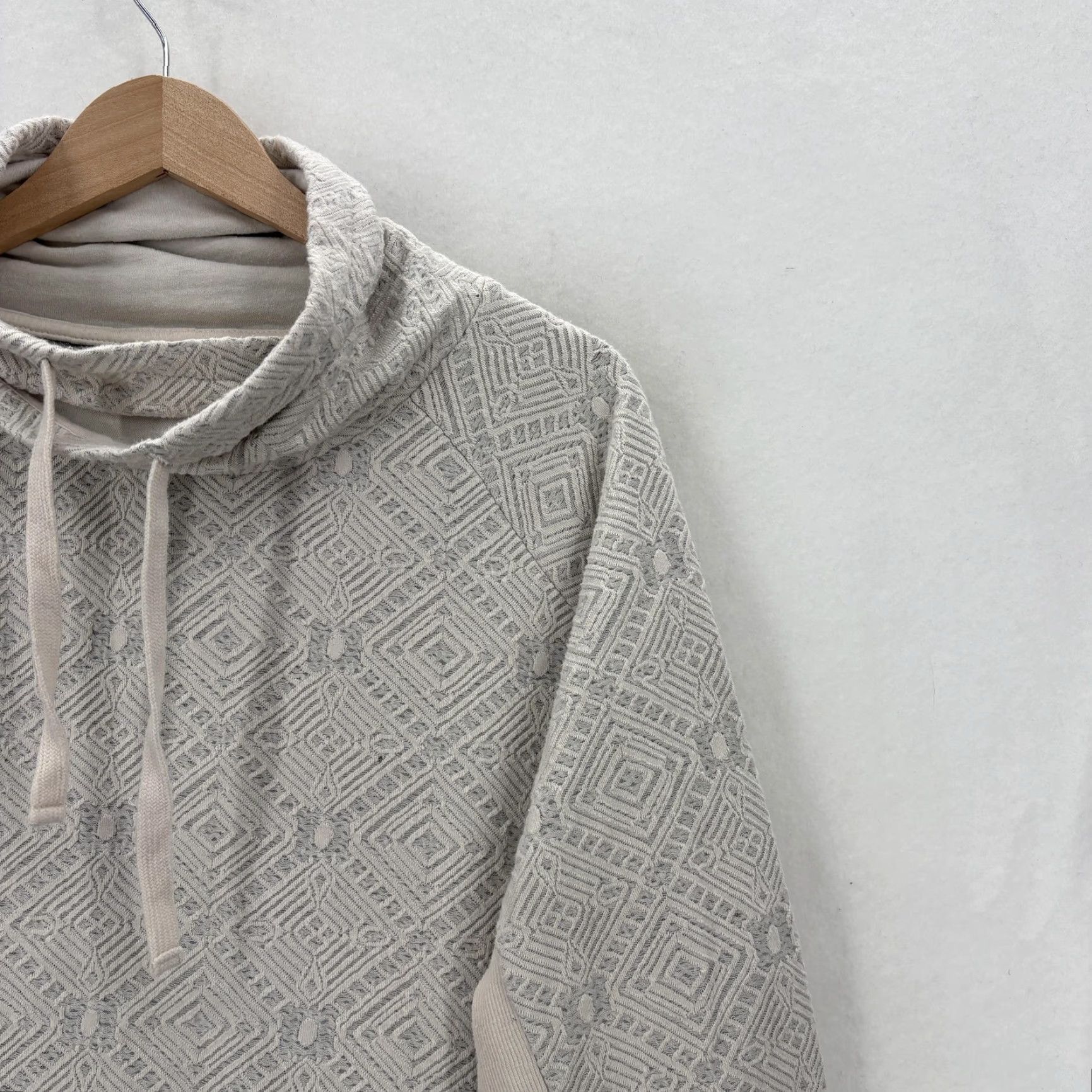 Prana prAna Gotu Pullover Sweatshirt Womens XL Gray Cowl Neck Geometric Organic Cotton Size XL / US 12-14 / IT 48-50 - 2 Thumbnail