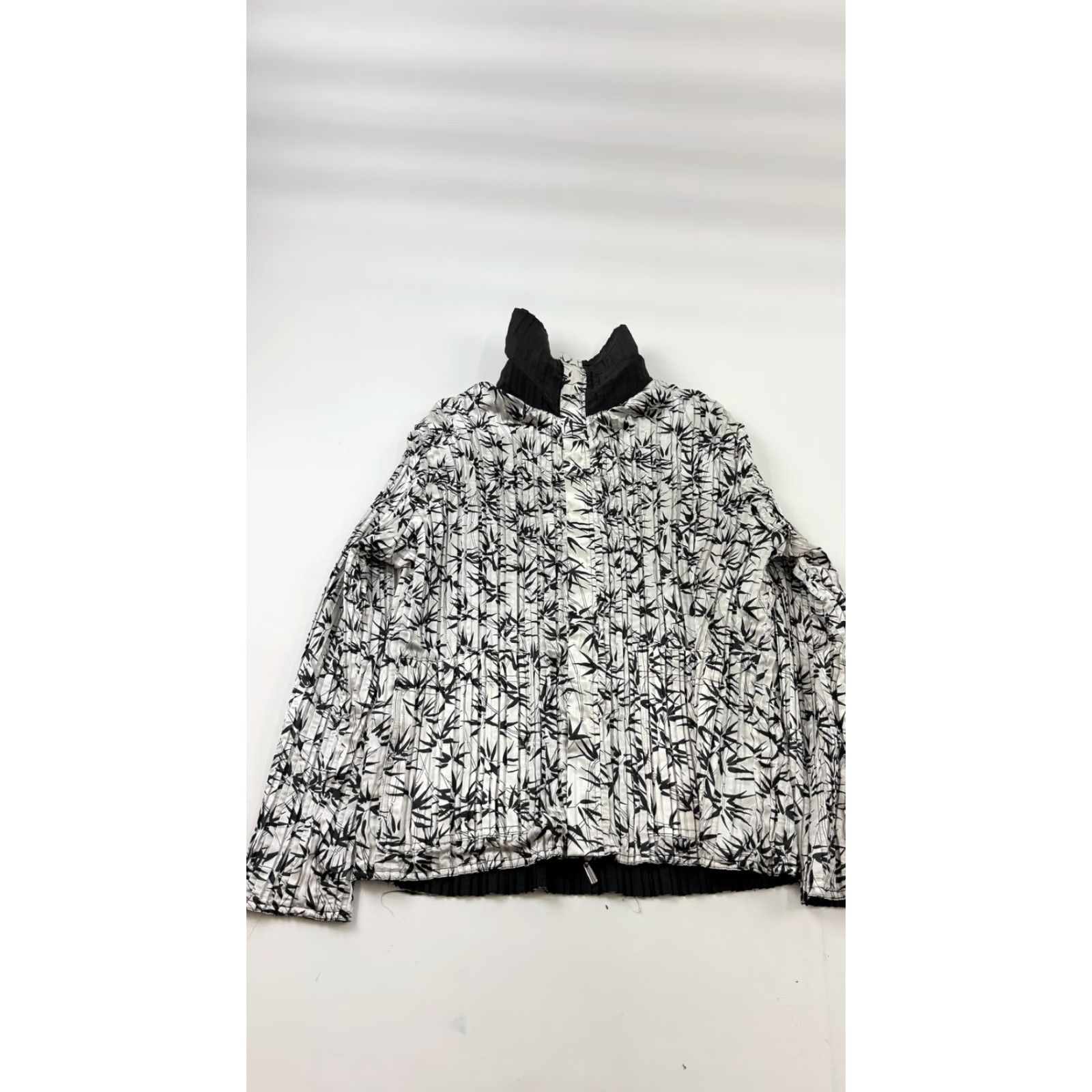 Fubu UBU Jacket Womens Medium Black Reversible Bamboo Print Crinkle Travel Coat Size XS / US 0-2 / IT 36-38 - 7 Thumbnail
